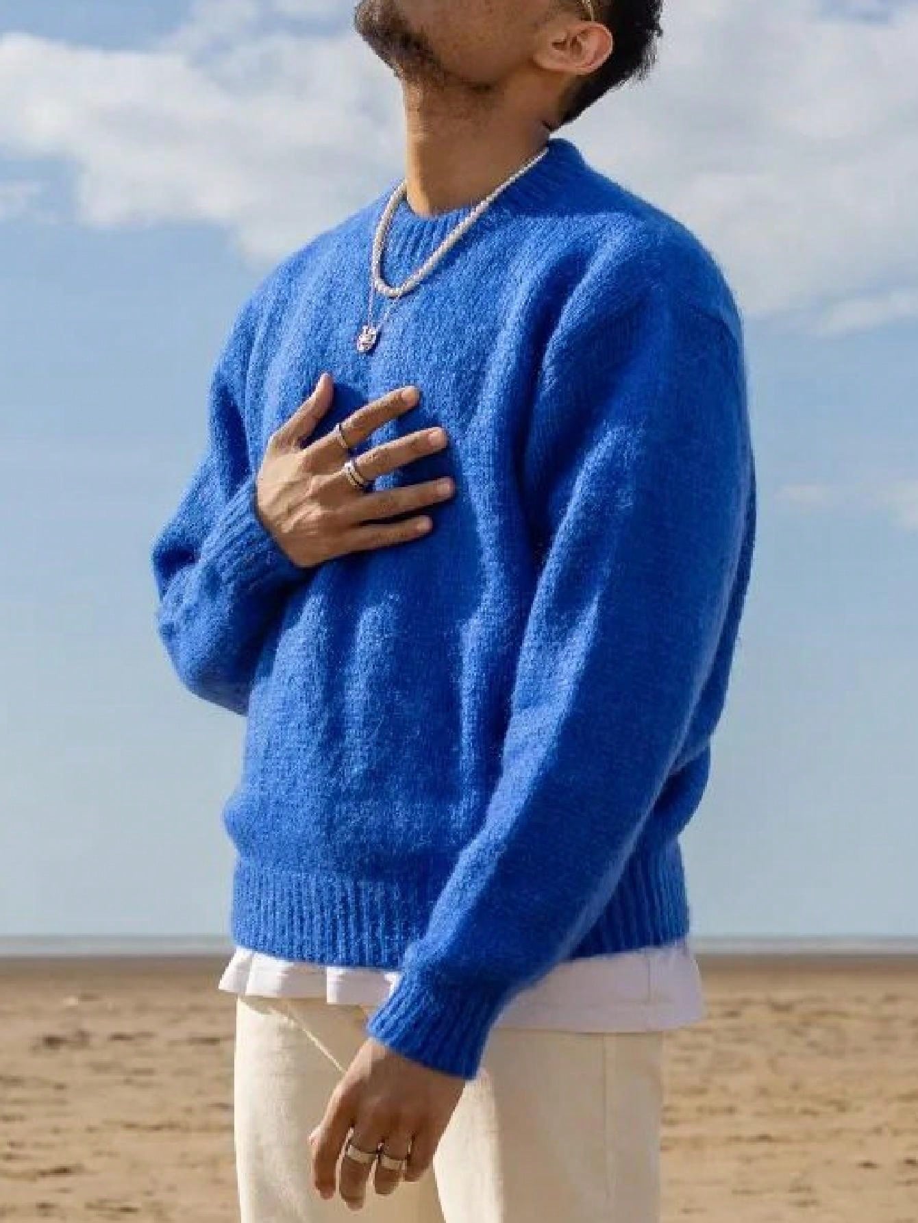 ANDREILEE LAZY TRENDY SOLID COLOR SWEATER