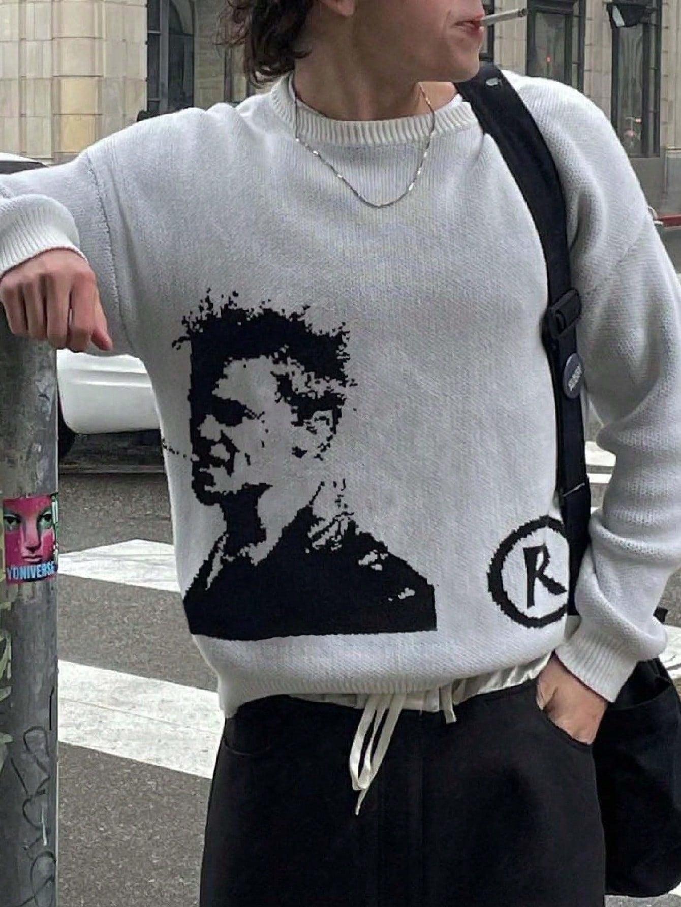ANDREILEE PORTRAIT LETTER JACQUARD SWEATER