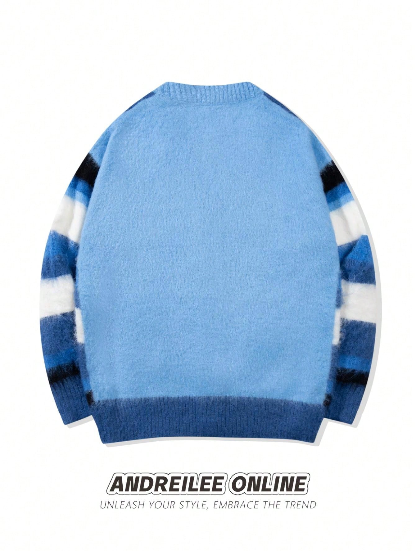 ANDREILEE COLORFUL STRIPED V-NECK CARDIGAN SWEATER