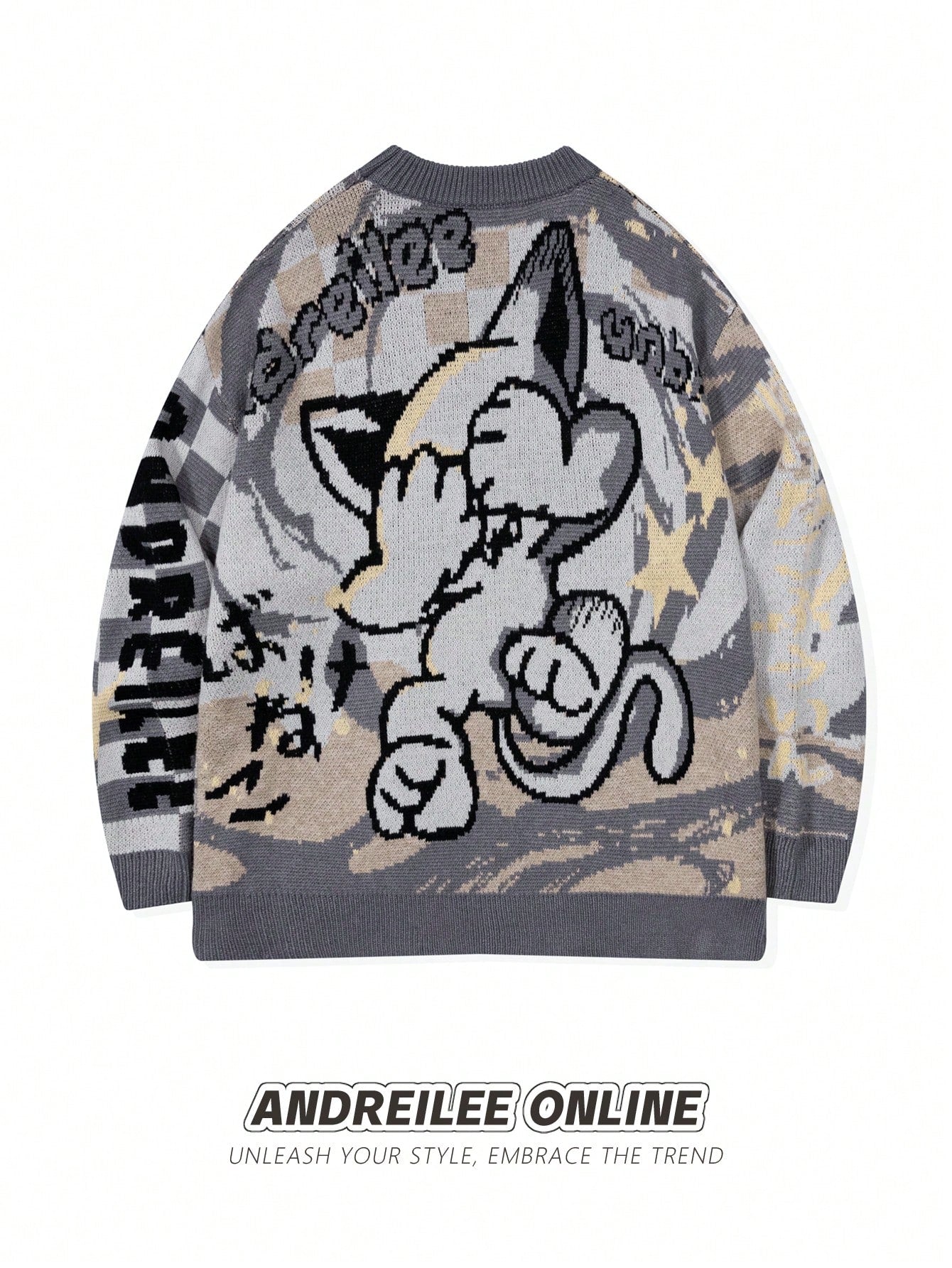 ANDREILEE FULL PRINTED PATTERN GRADIENT SWEATER