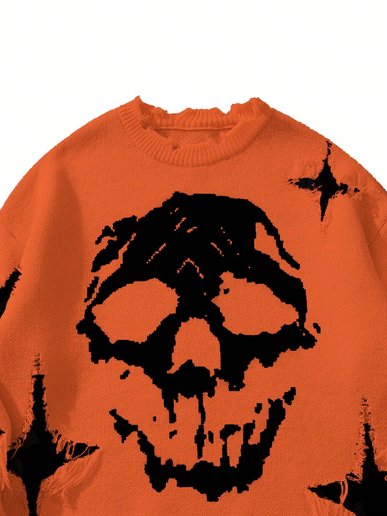 ANDREILEE SKELETON TREND RIPPED TASSEL SWEATER