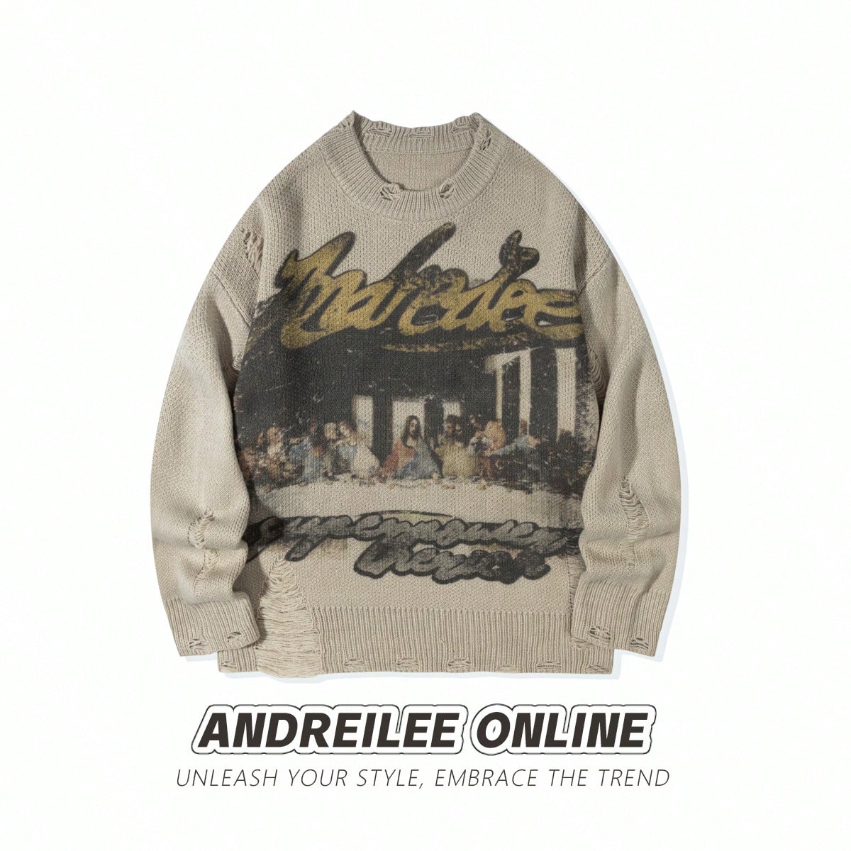 ANDREILEE FRENCH OIL PAINTING SWEATER