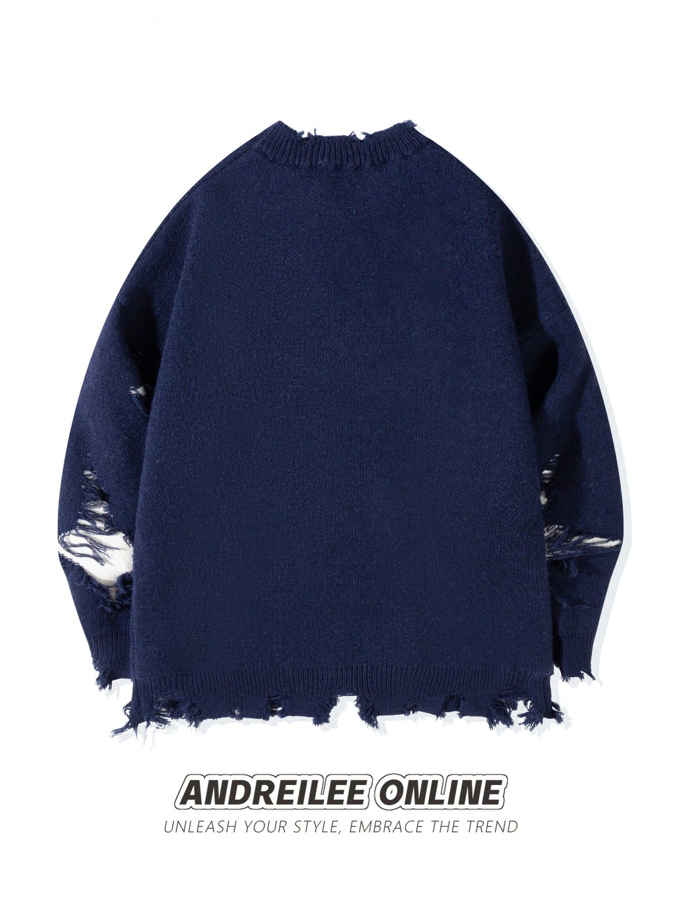 ANDREILEE SKELETON TREND RIPPED TASSEL SWEATER