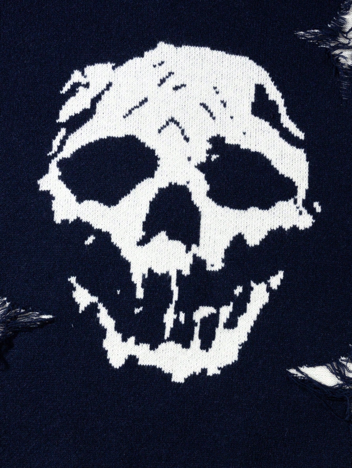 ANDREILEE SKELETON TREND RIPPED TASSEL SWEATER