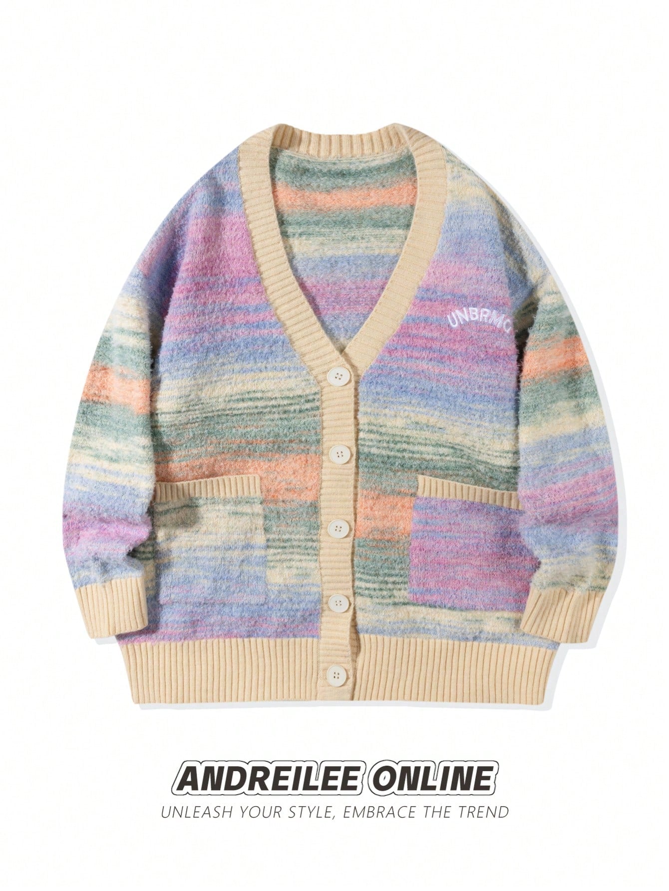 ANDREILEE  MIXED COLOR CARDIGAN SWEATER
