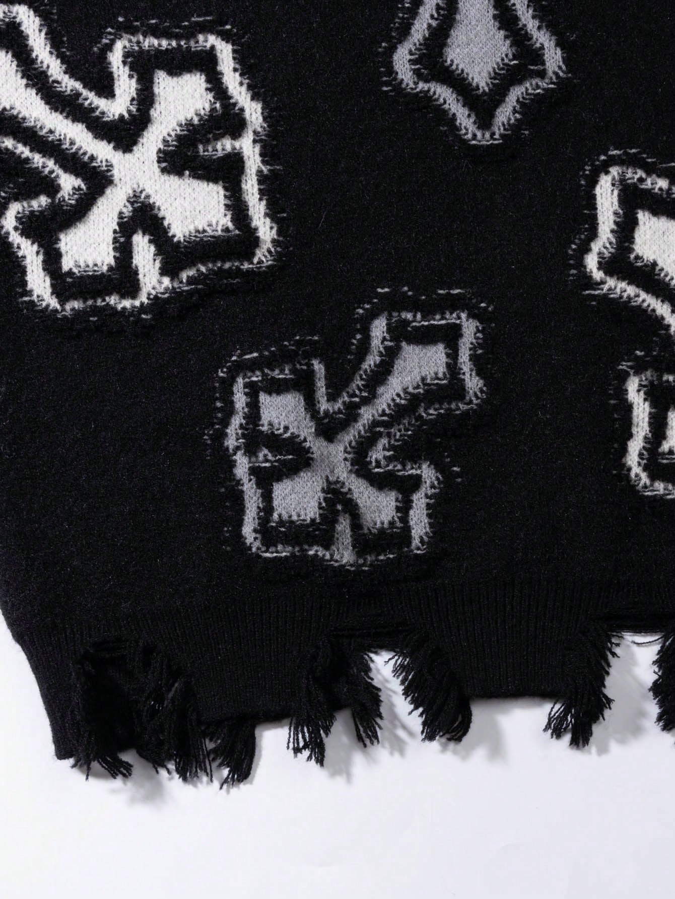 ANDREILEE CROSS JACQUARD CASUAL SWEATER