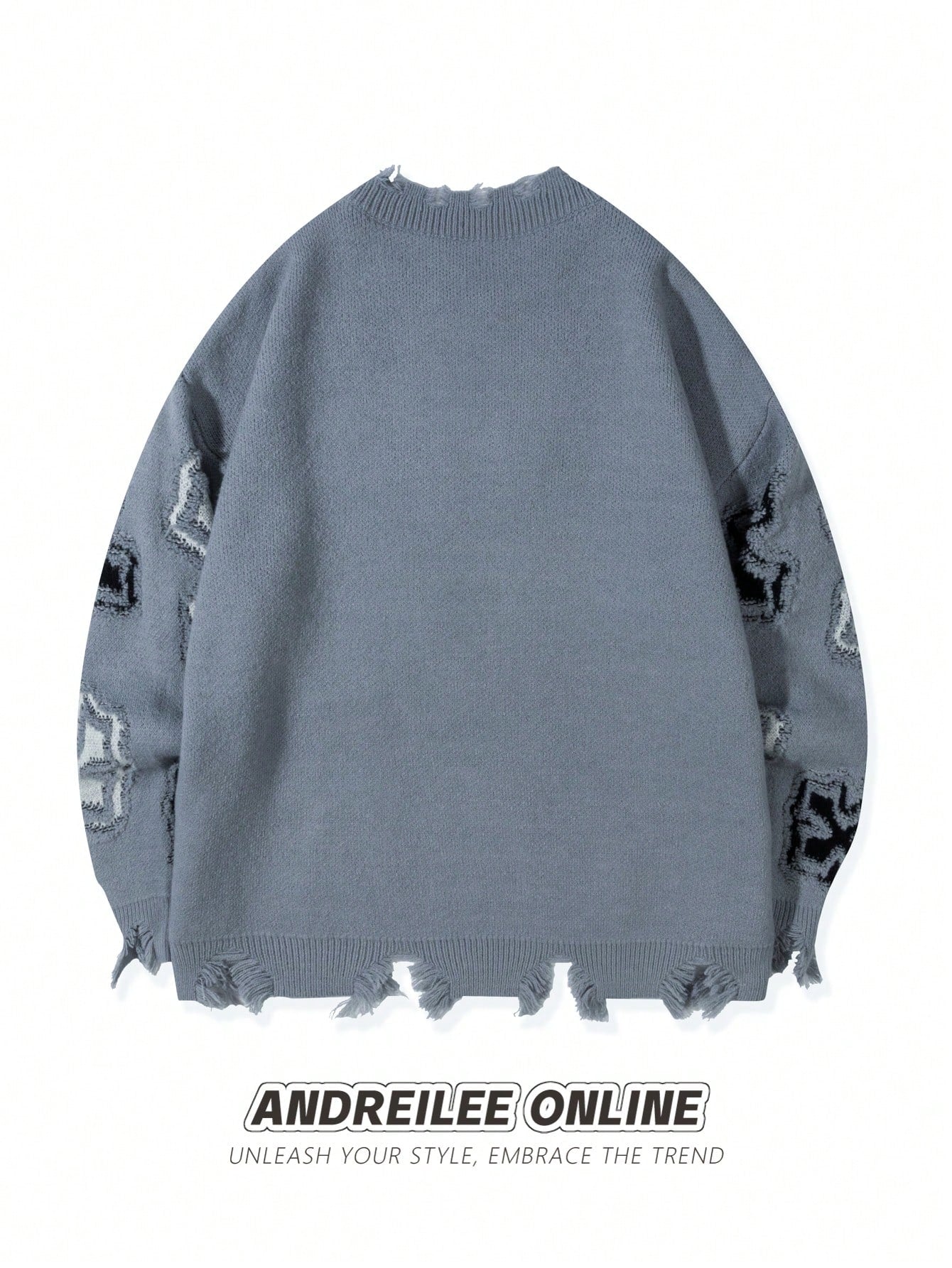 ANDREILEE CROSS JACQUARD CASUAL SWEATER
