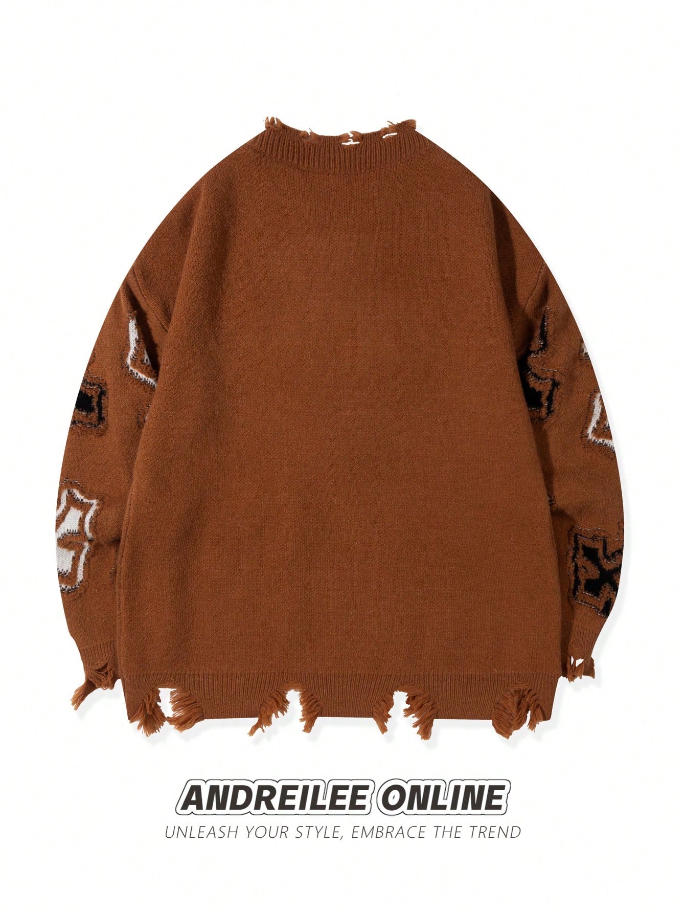 ANDREILEE CROSS JACQUARD CASUAL SWEATER