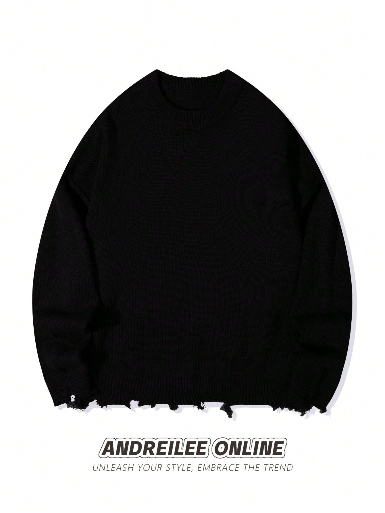 ANDREILEE STREET TASSEL RIPPED PULLOVER SWEATER