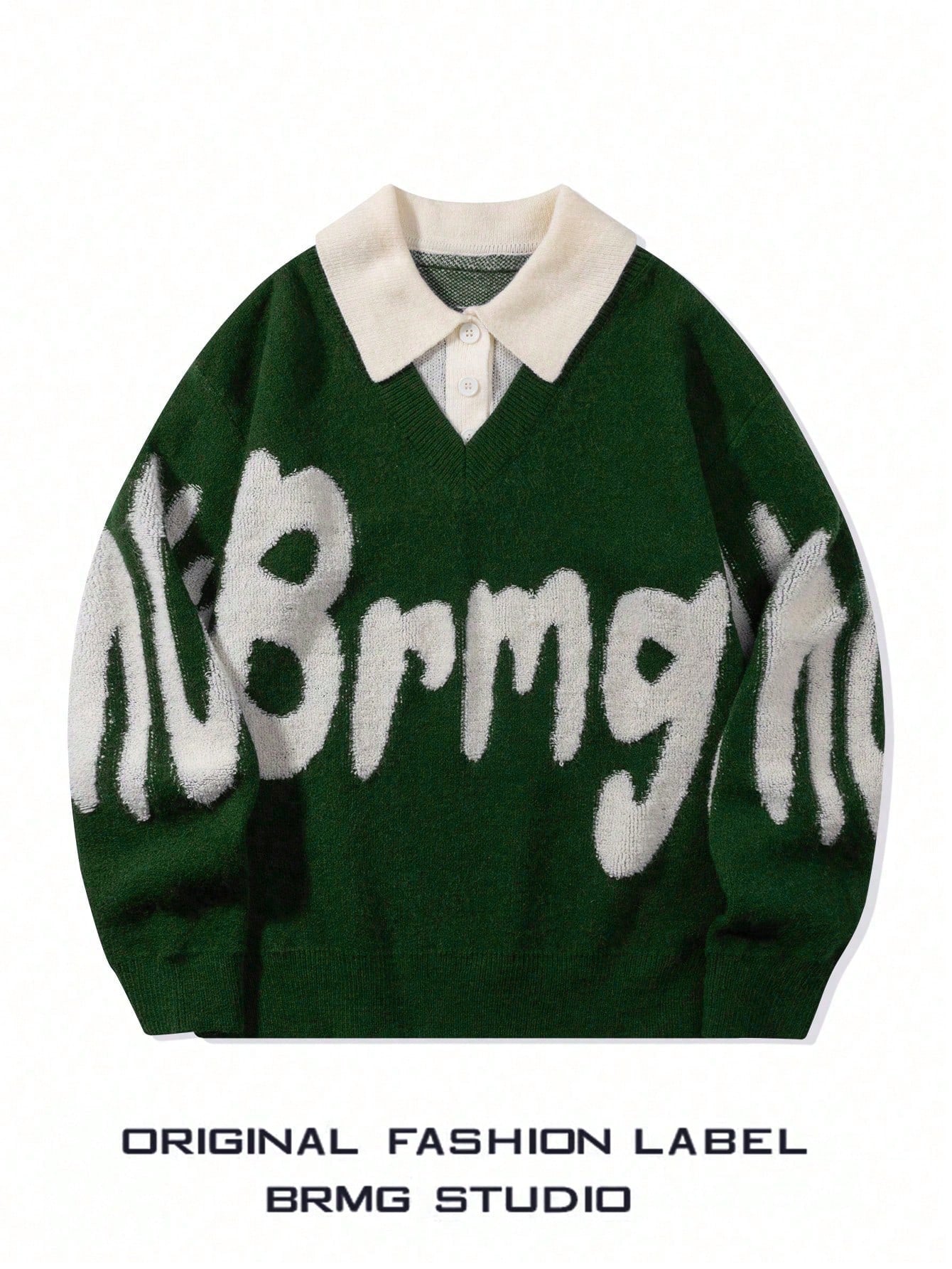 ANDREILEE SPLICING COLLAR SPORTS SWEATER