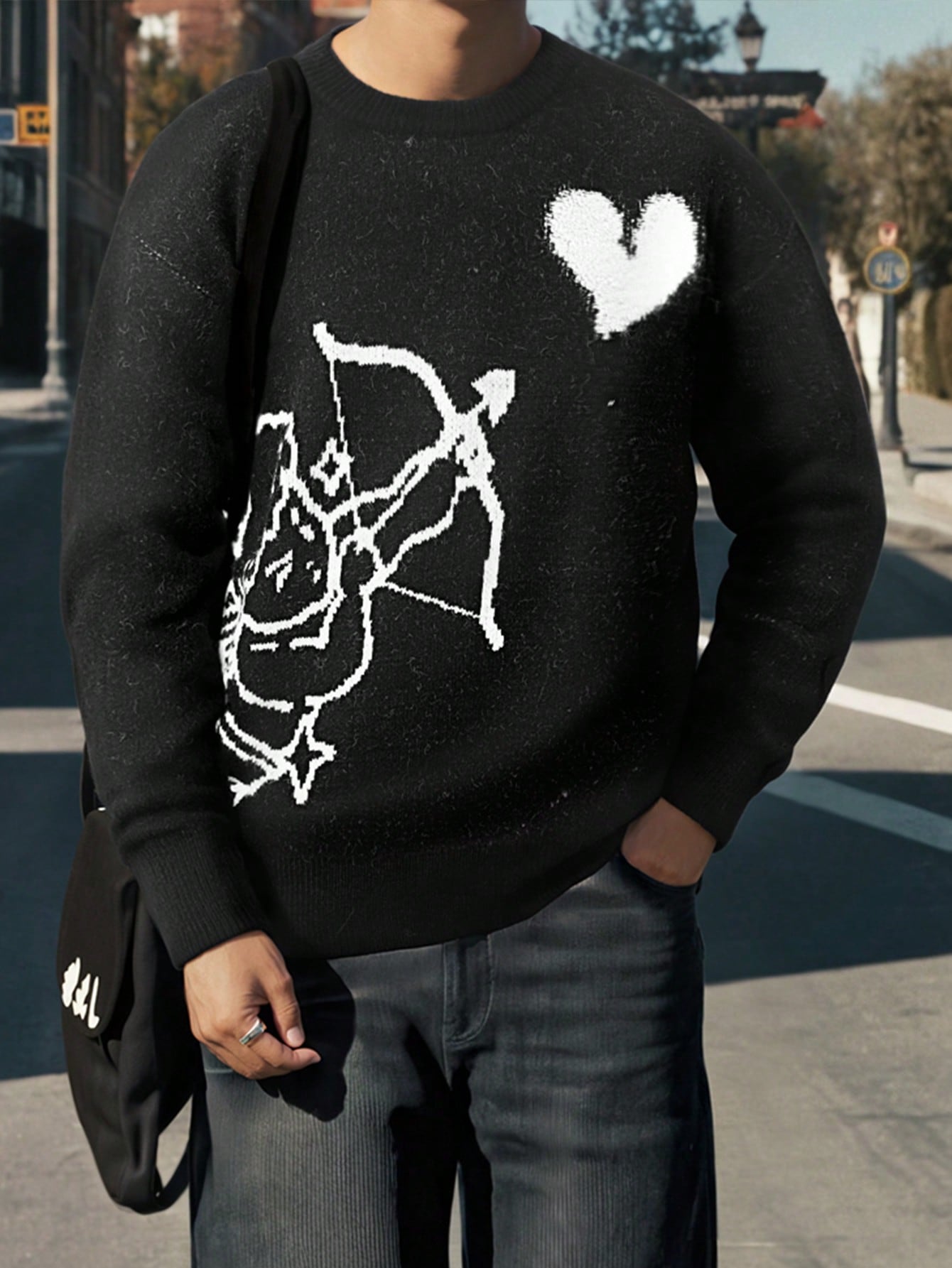 ANDREILEE LITTLE ANGEL SHOOTING LOVE JACQUARD SWEATER