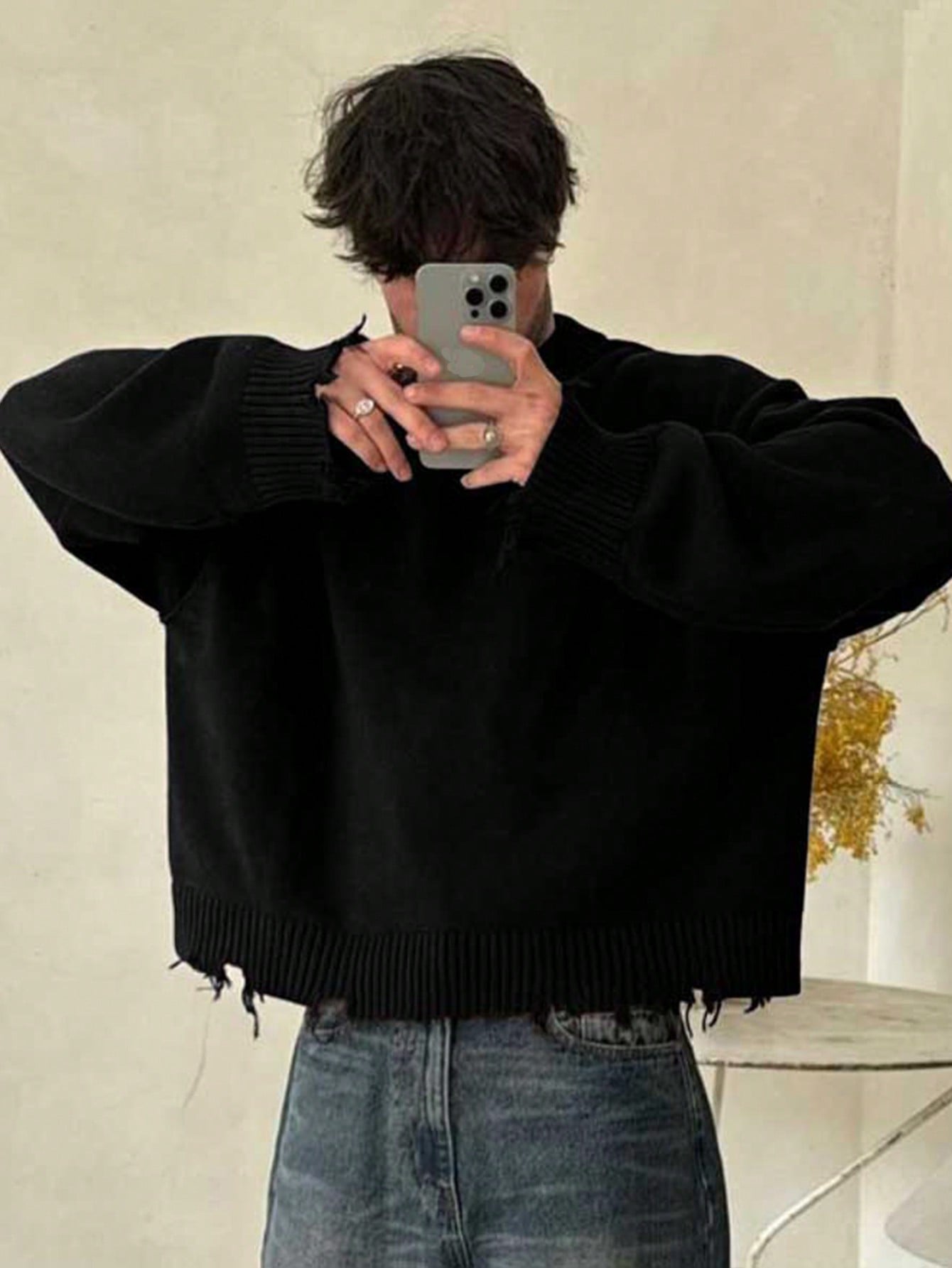 ANDREILEE STREET TASSEL RIPPED PULLOVER SWEATER