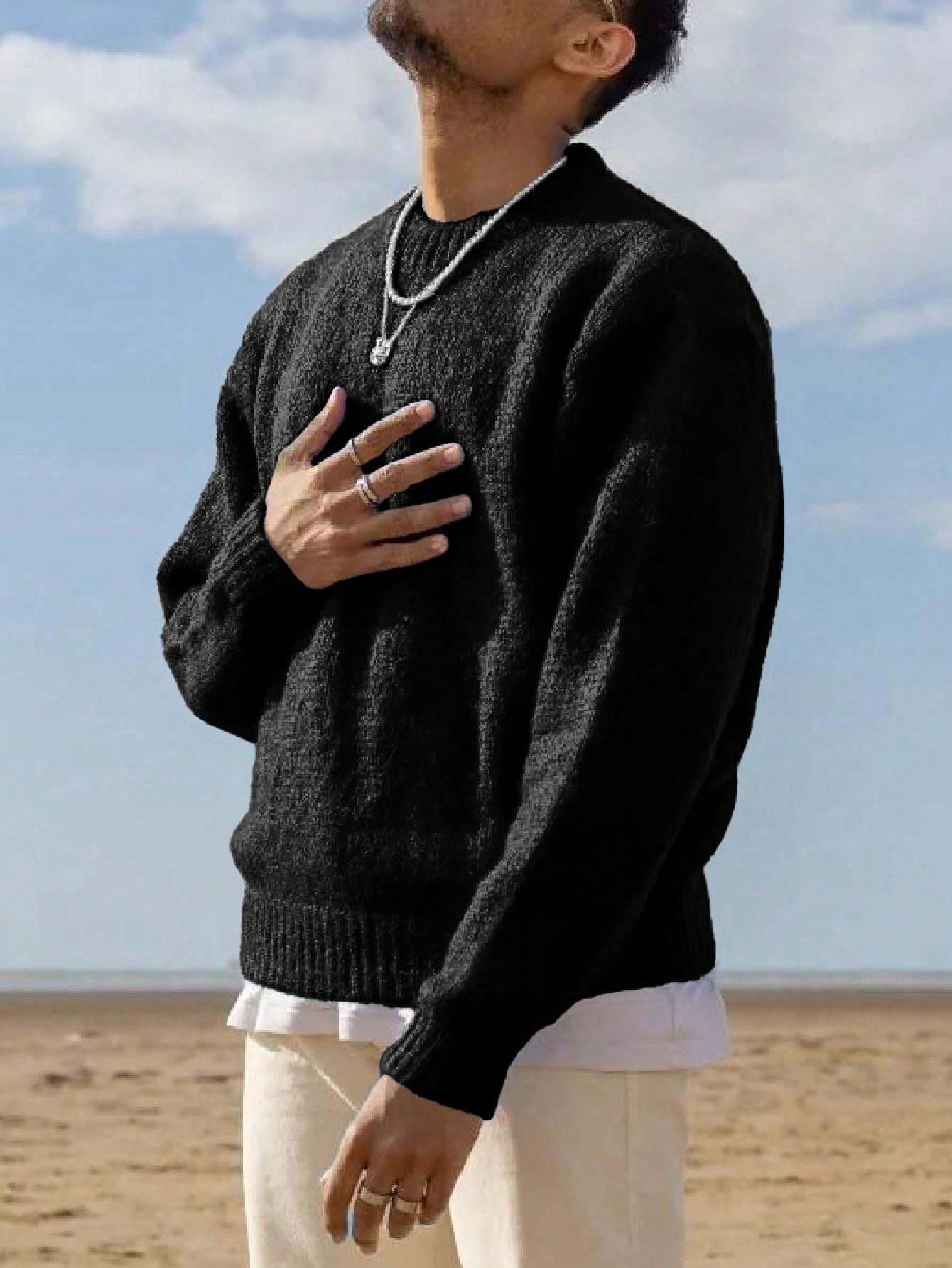 ANDREILEE LAZY TRENDY SOLID COLOR SWEATER