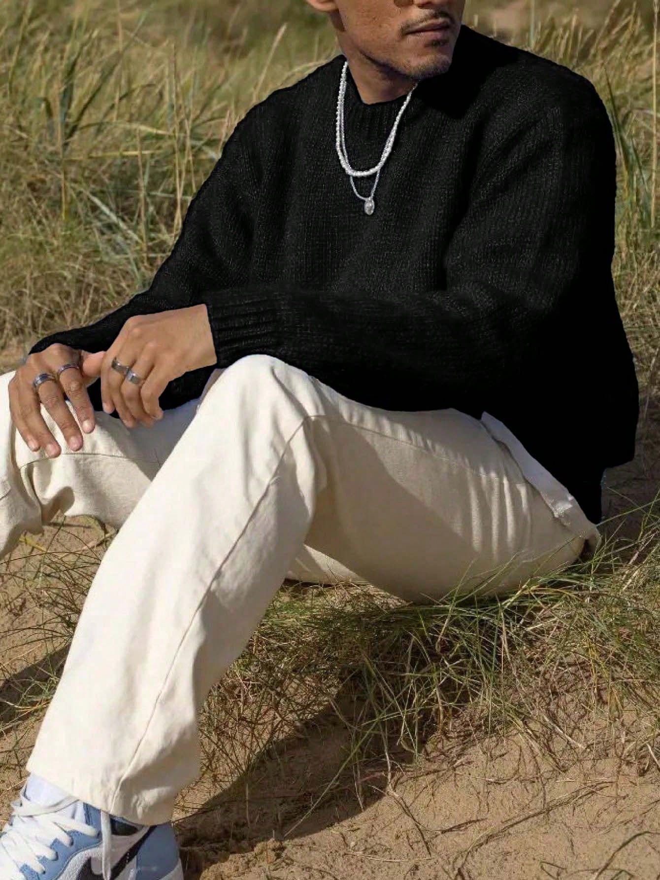 ANDREILEE LAZY TRENDY SOLID COLOR SWEATER
