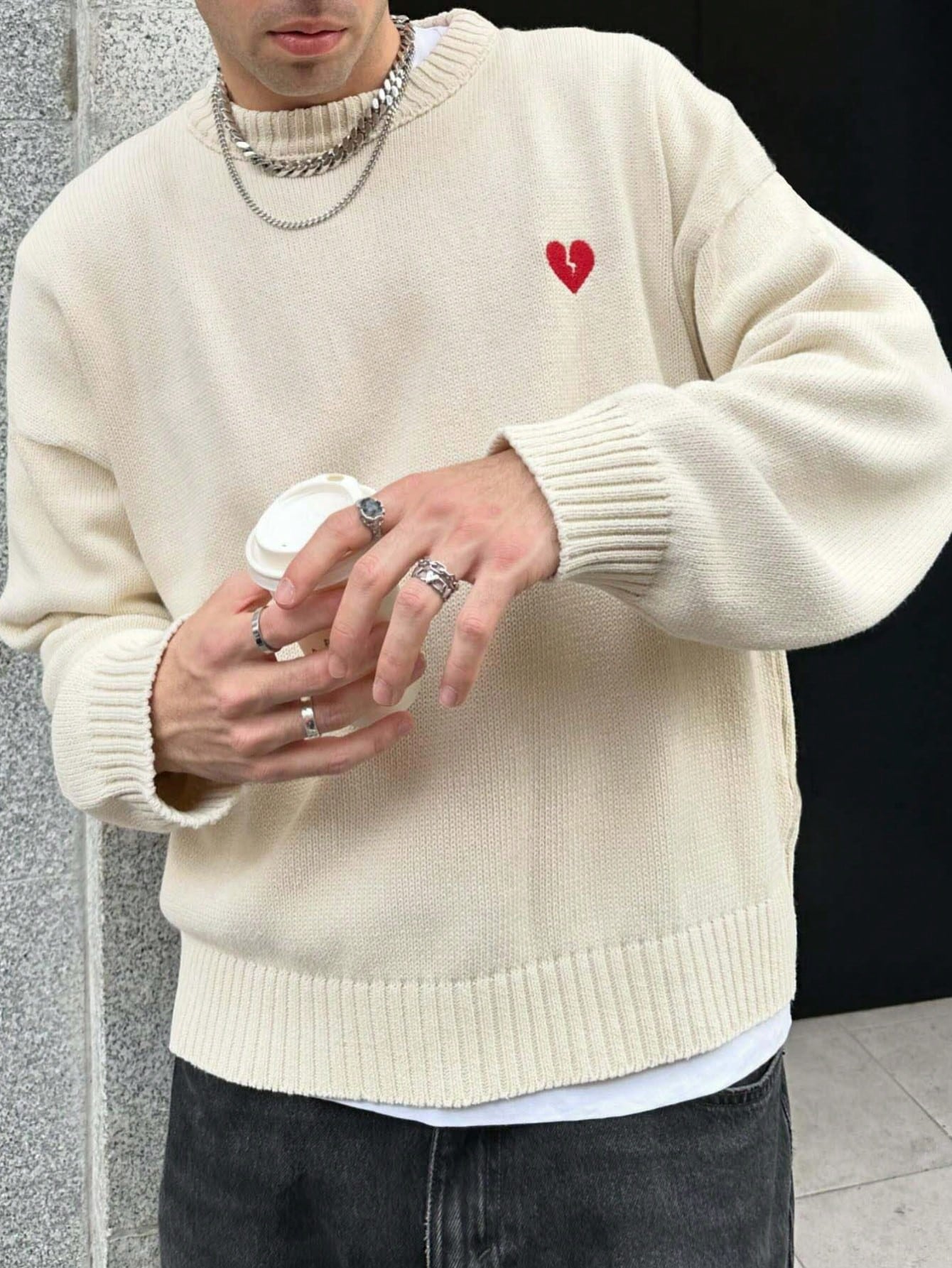 ANDREILEE LOVE EMBROIDERED PATTERN SWEATER