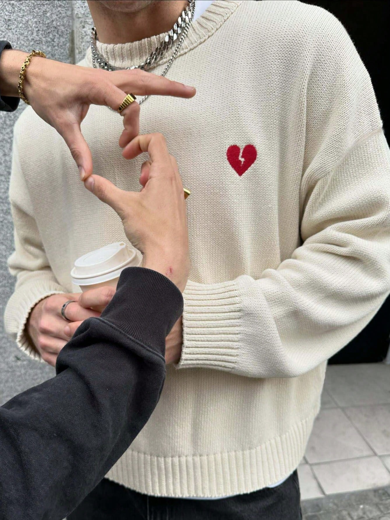 ANDREILEE LOVE EMBROIDERED PATTERN SWEATER