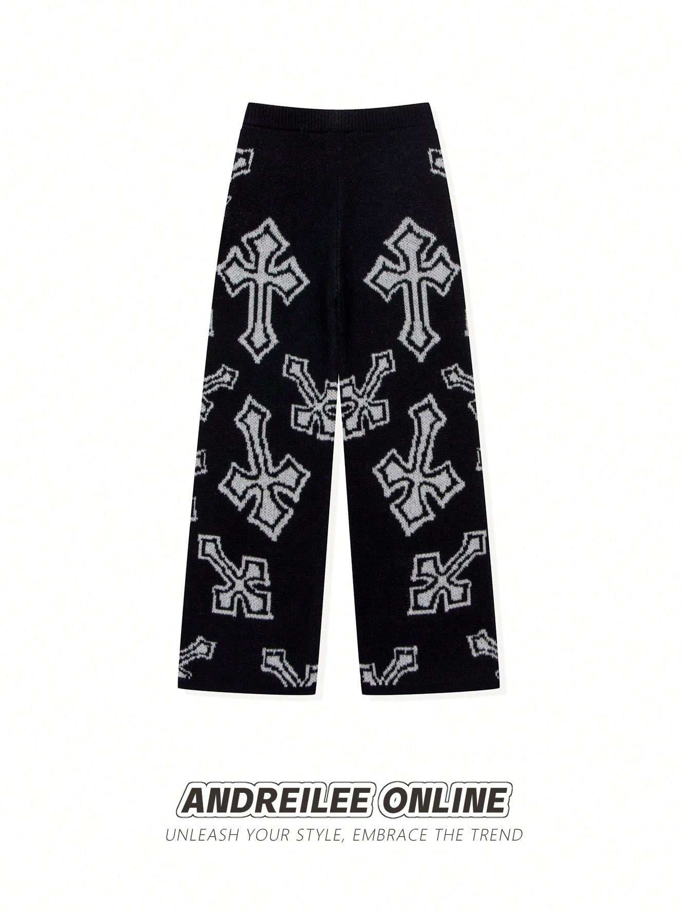 ANDREILEE CROSS-PATTERNED LONG PANTS