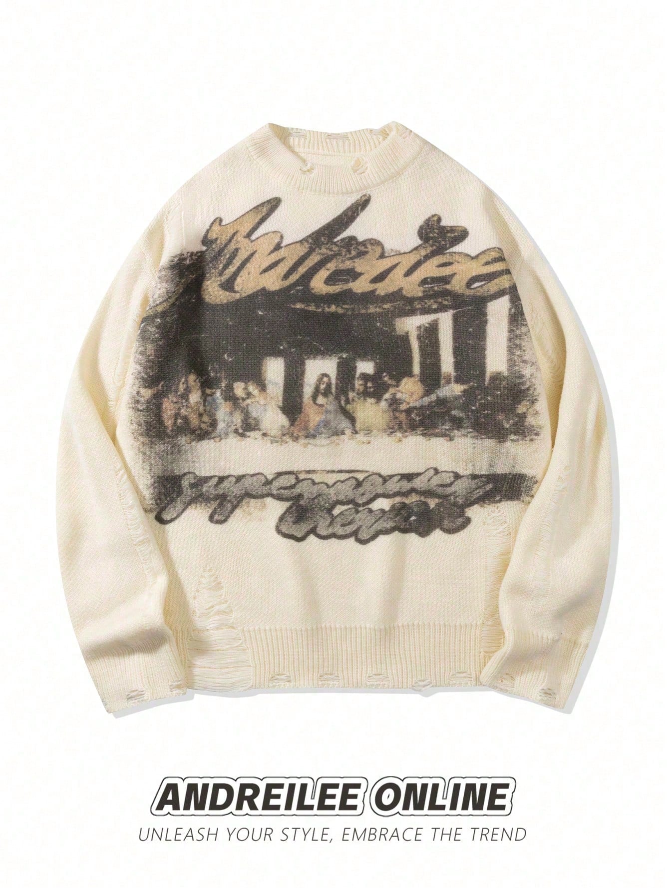 ANDREILEE FRENCH OIL PAINTING SWEATER