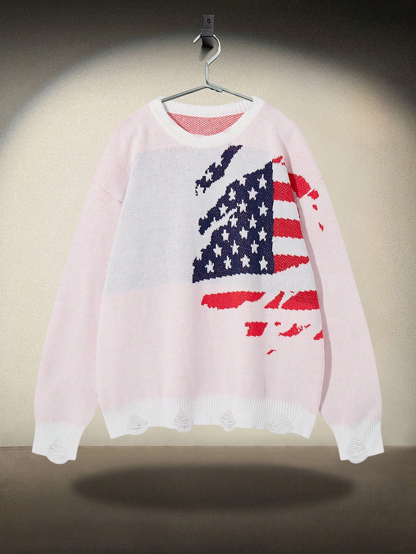 ANDREILEE  AMERICAN FLAG PRINT PULLOVER SWEATSHIRT