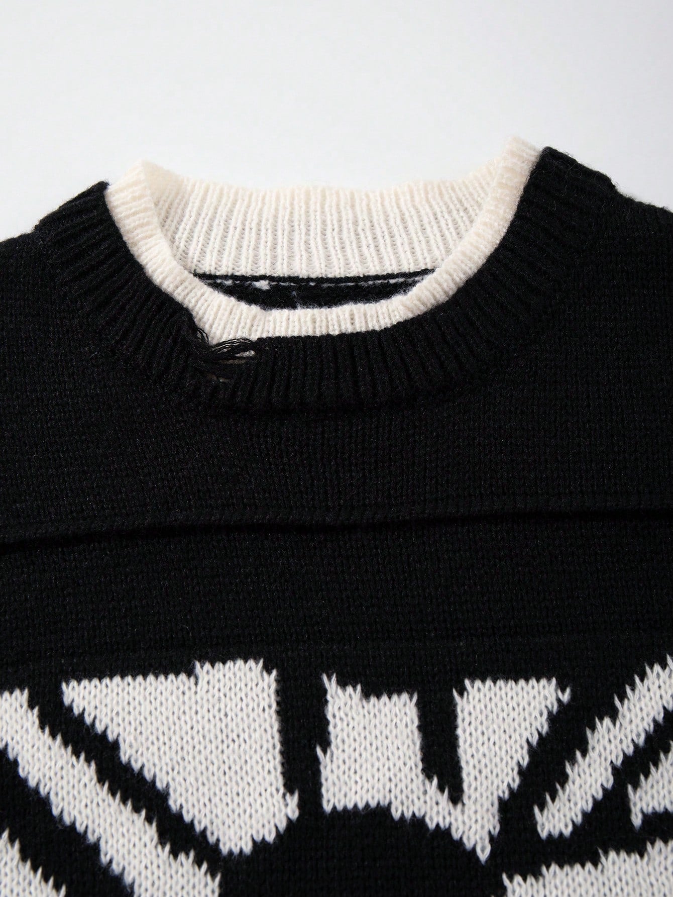 ANDREILEE SKULL LETTER PRINT PULLOVER SWEATER