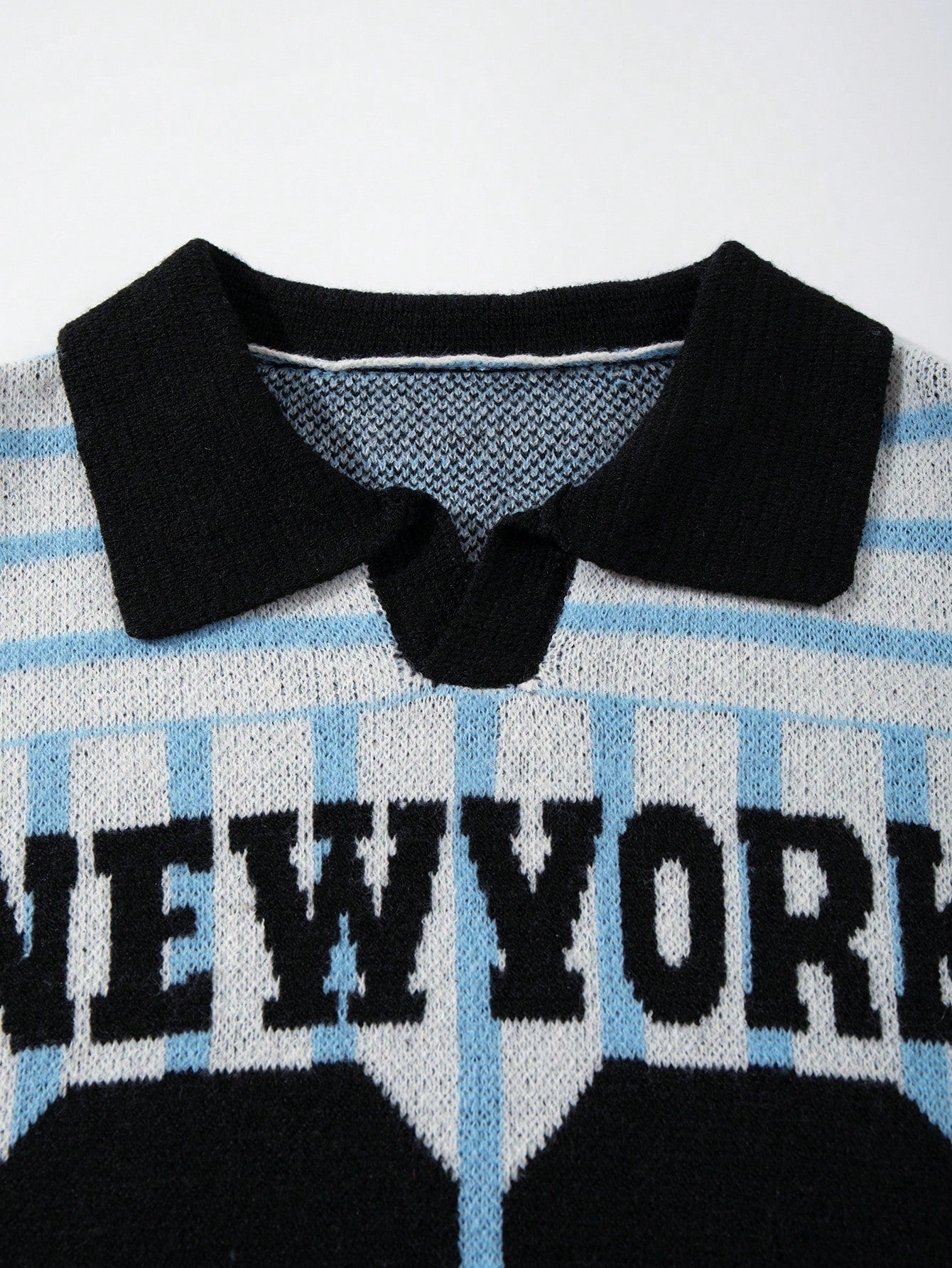 ANDREILEE STRIPED ALPHANUMERIC PULLOVER SWEATER