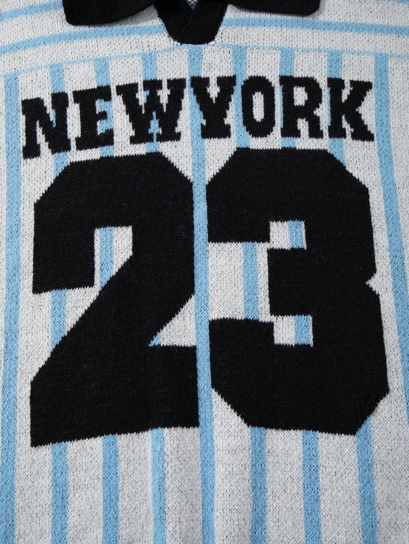 ANDREILEE STRIPED ALPHANUMERIC PULLOVER SWEATER