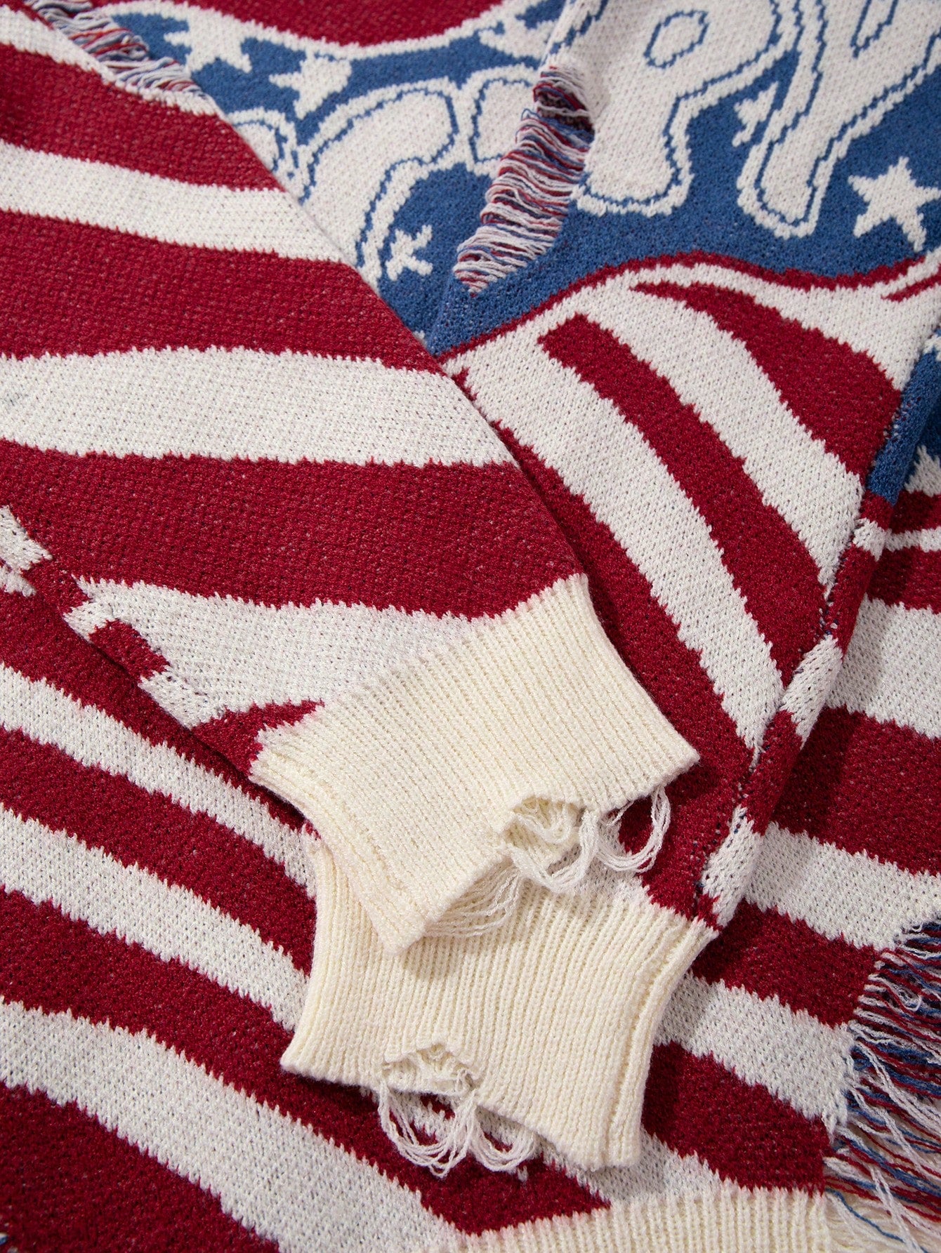 ANDREILEE RIPPED ENGLISH LETTER PULLOVER SWEATER