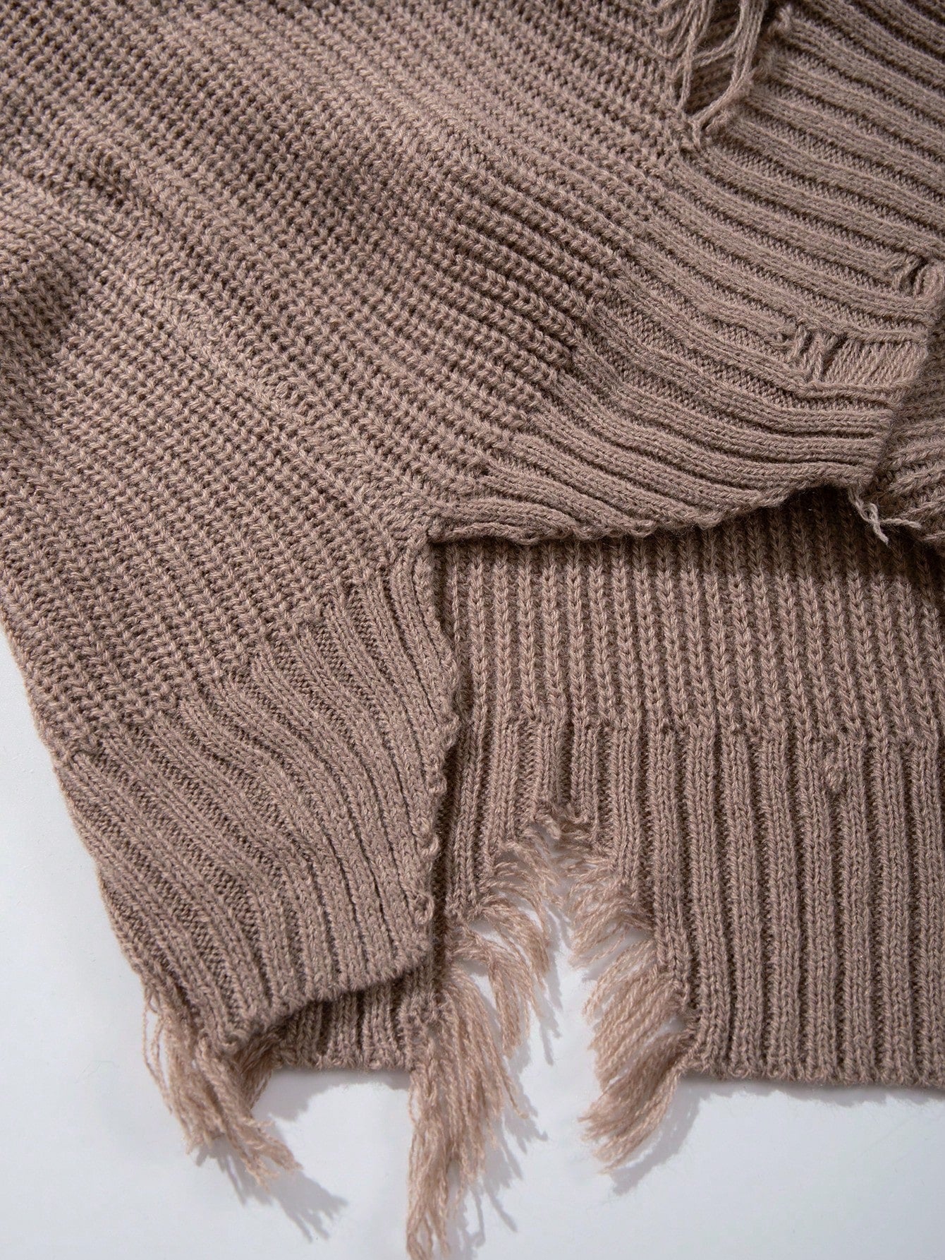 ANDREILEE RIPPED RELIGIOUS PATTERN PULLOVER SWEATER