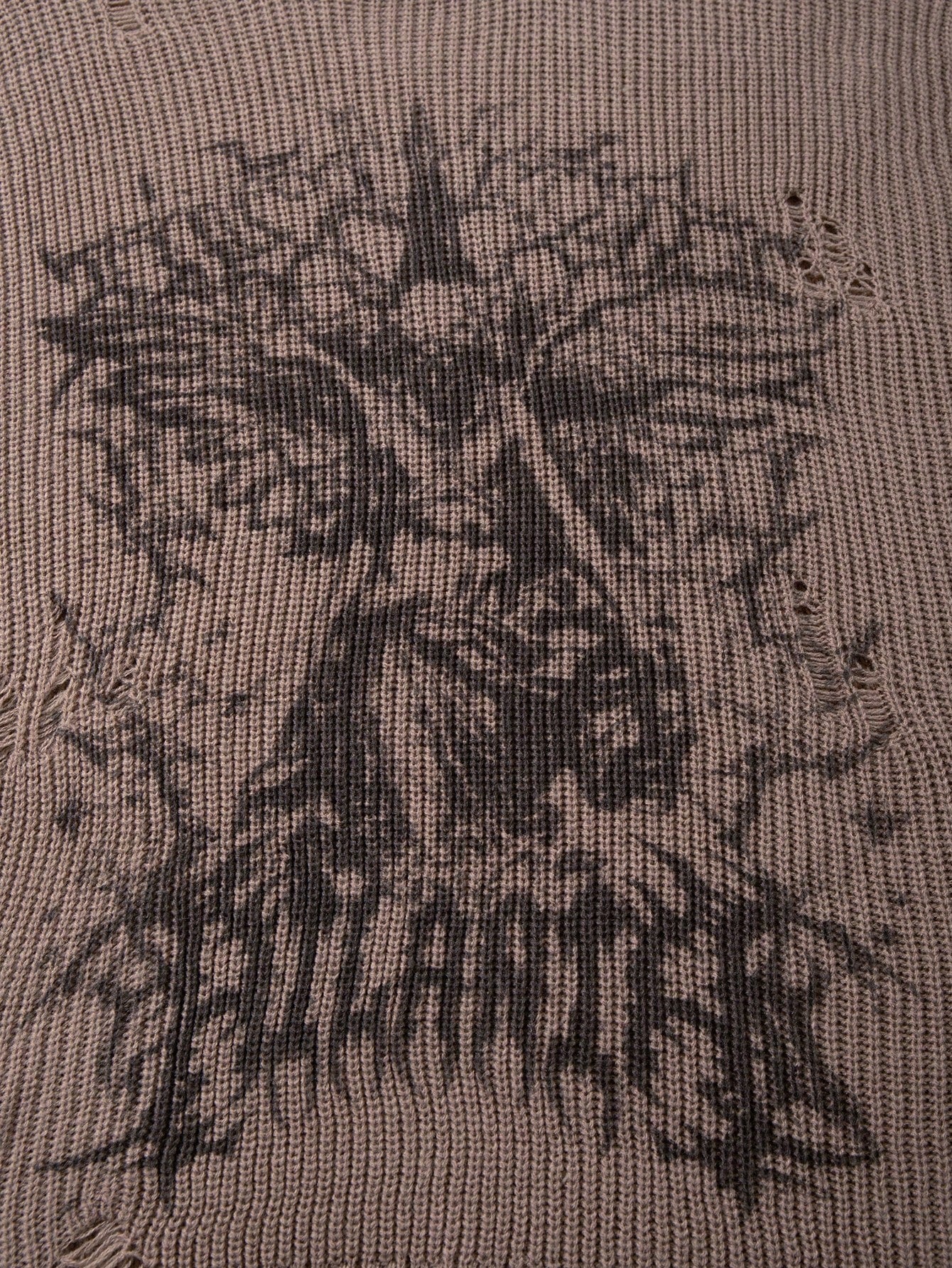 ANDREILEE RIPPED RELIGIOUS PATTERN PULLOVER SWEATER