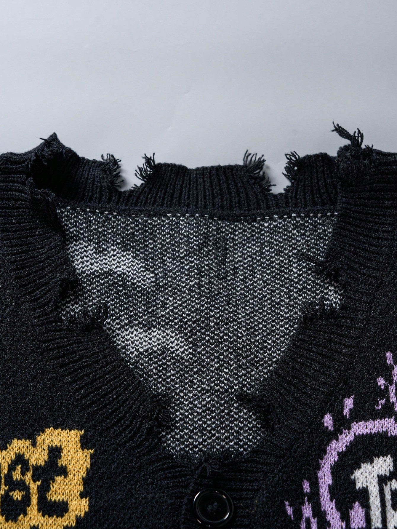 ANDREILEE CARTOON LETTER PATTERN CARDIGAN SWEATER