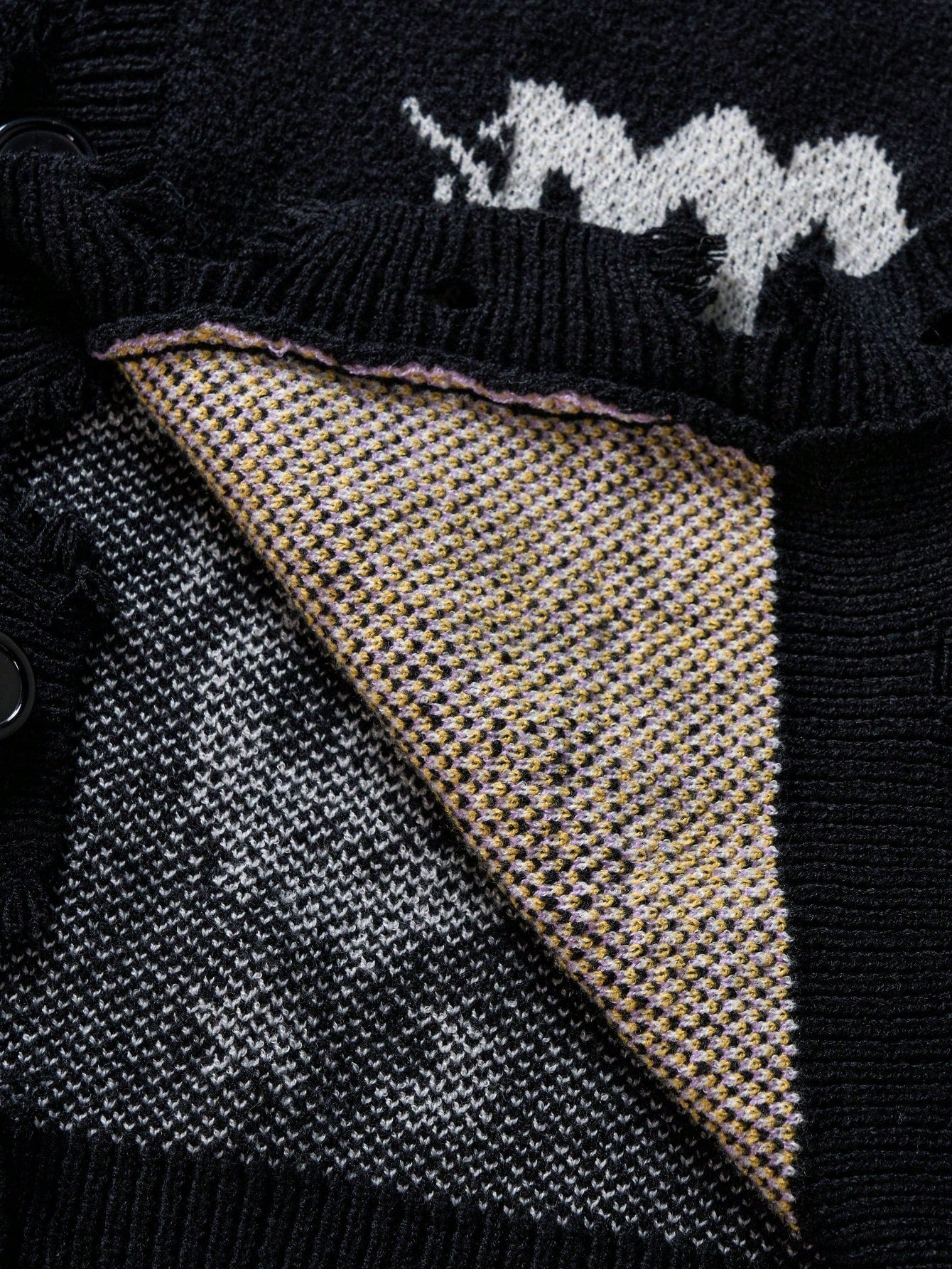 ANDREILEE CARTOON LETTER PATTERN CARDIGAN SWEATER