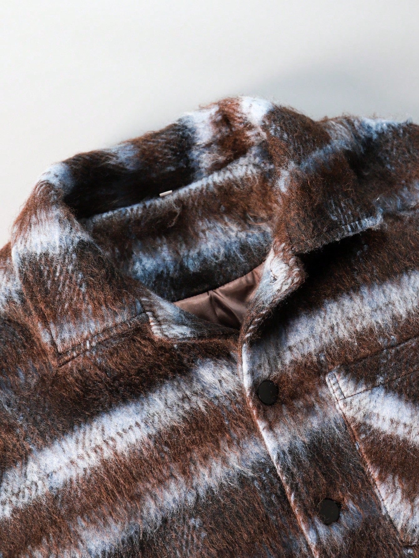 ANDREILEE COLOR-BLOCK PLAID PLUSH COAT