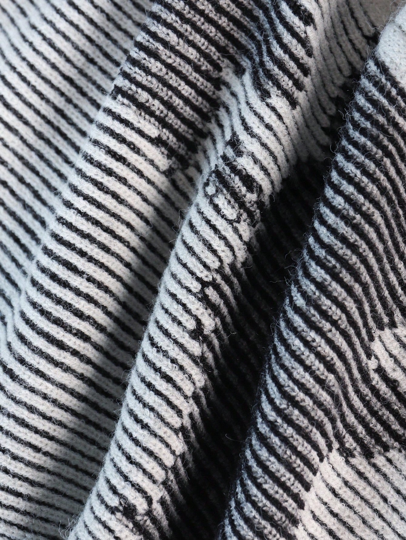 ANDREILEE RIBBED ABSTRACT MOCK NECK CARDIGANS