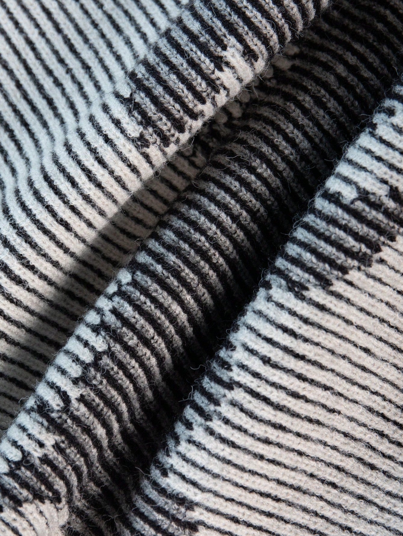 ANDREILEE RIBBED ABSTRACT MOCK NECK CARDIGANS