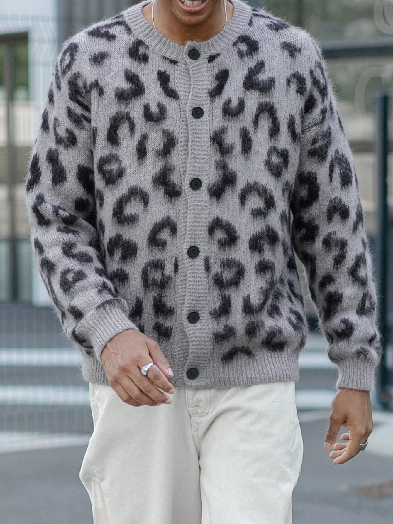 ANDREILEE VINTAGE LEOPARD PRINT CARDIGAN SWEATER