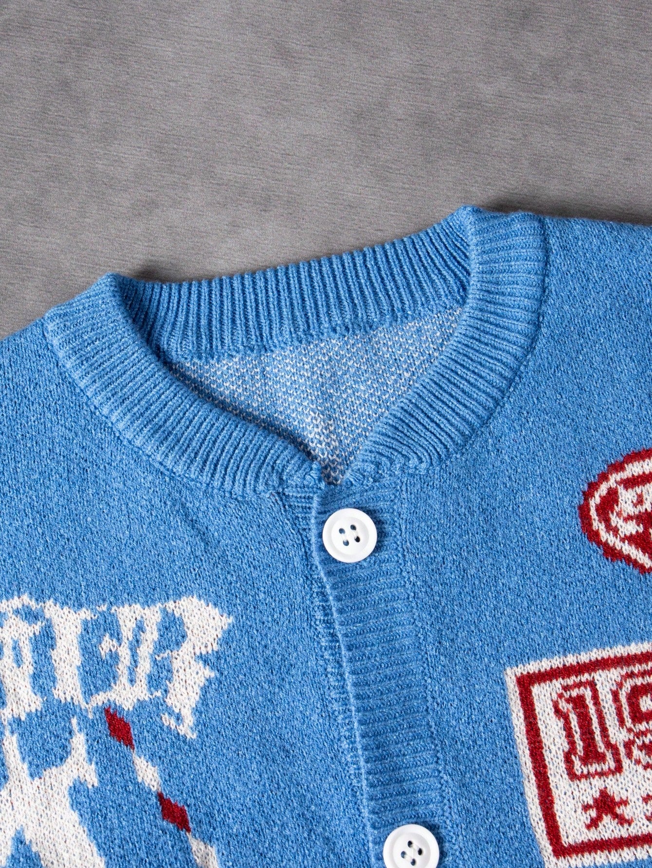 ANDREILEE LETTER PRINT CARDIGAN SWEATER