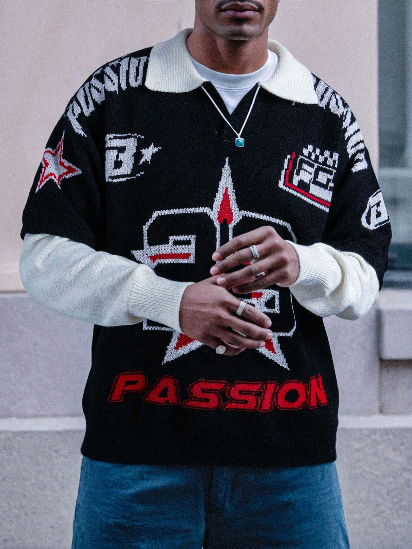 ANDREILEE DIGITAL LETTER PATTERN SWEATER