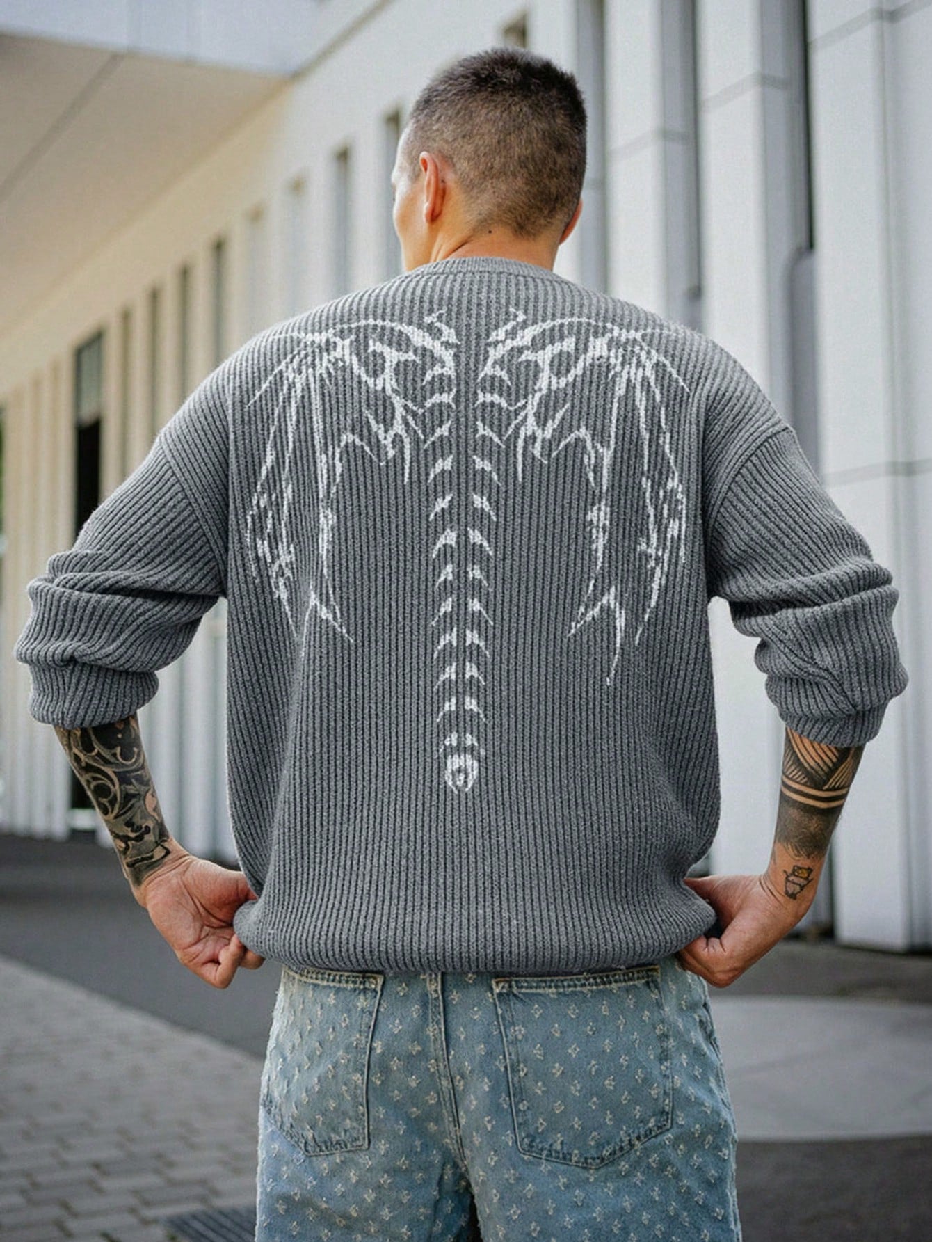ANDREILEE WING BONE PATTERN PULLOVER SWEATER