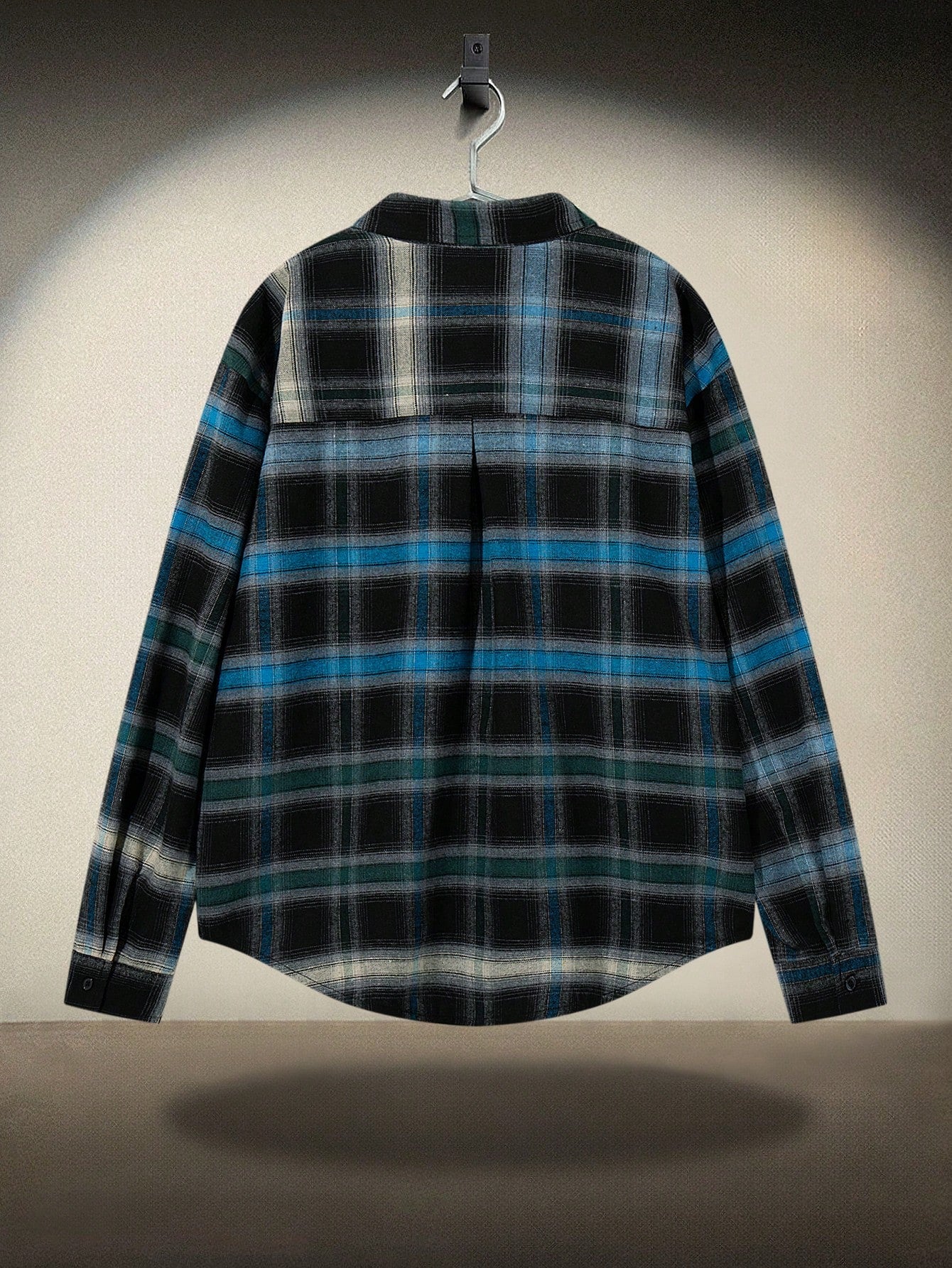 ANDREILEE GRADIENT COLOR-BLOCK PLAID SHIRT