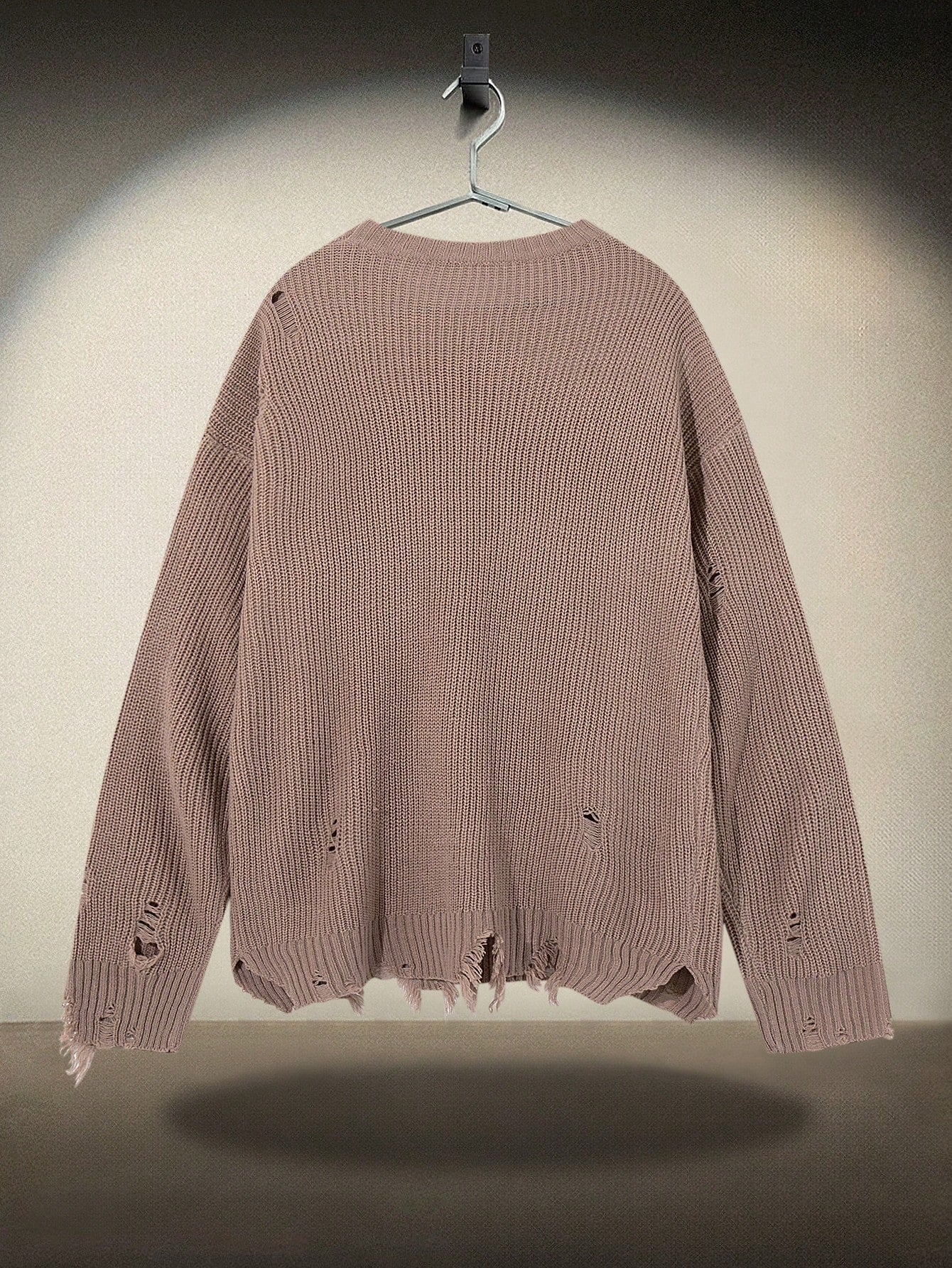 ANDREILEE RIPPED RELIGIOUS PATTERN PULLOVER SWEATER