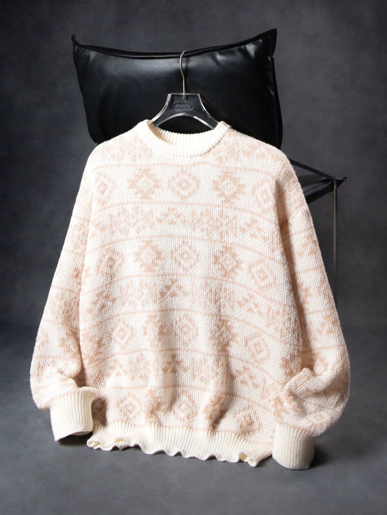 ANDREILEE PATTERNED SQUARE BLOCK PULLOBER SWEATER