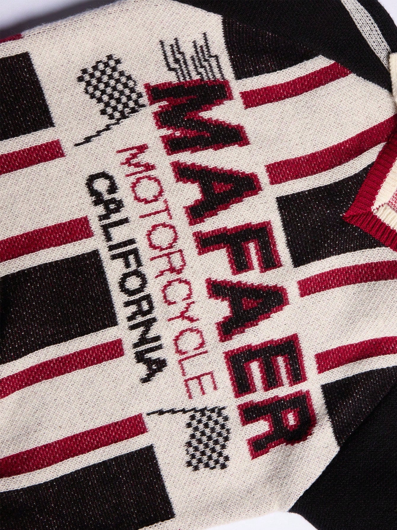 ANDREILEE STRIPED LETTER POLO COLLAR SWEATER