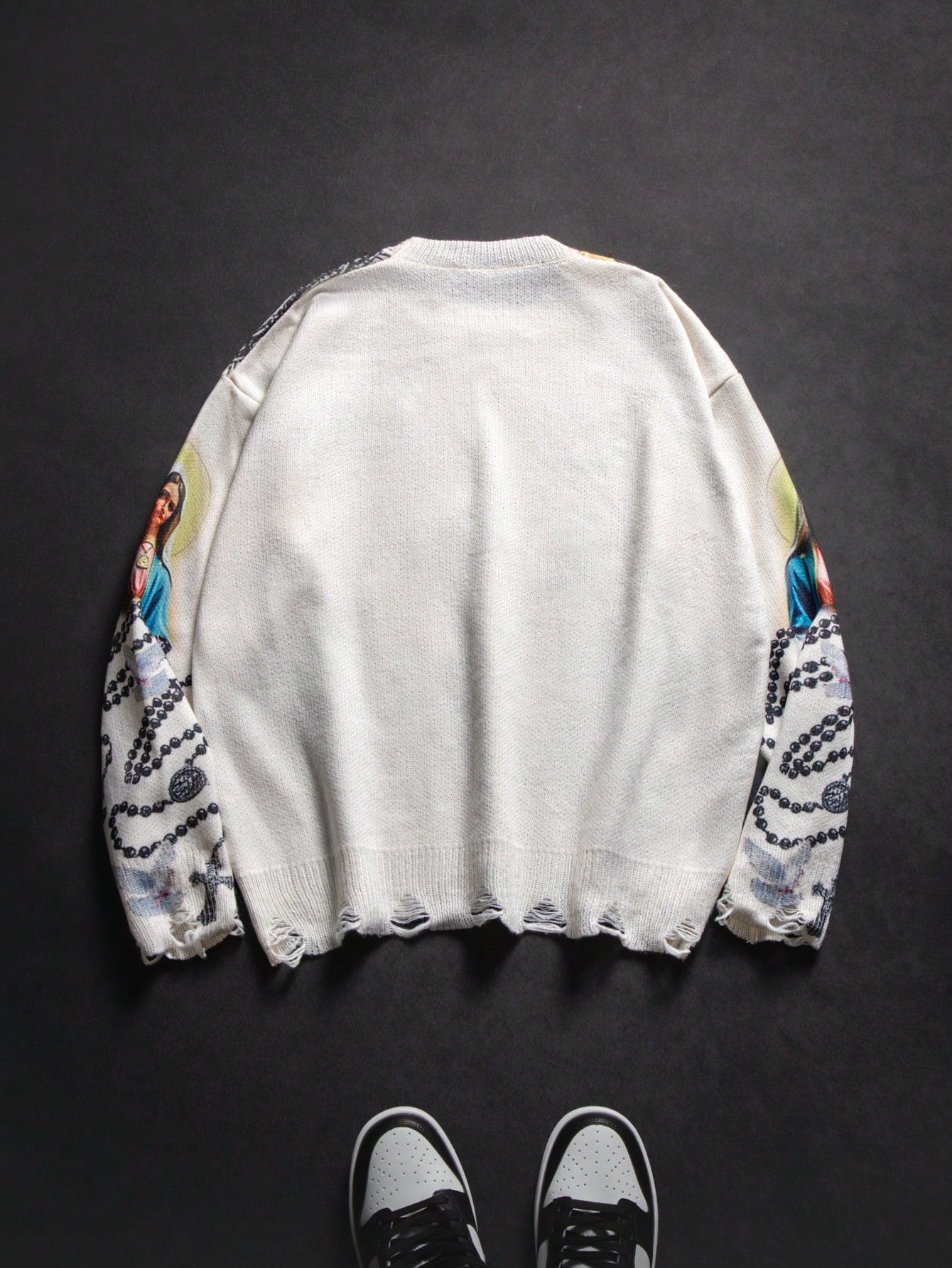 ANDREILEE RELIGIOUS CROSS PATTERN SWEATER