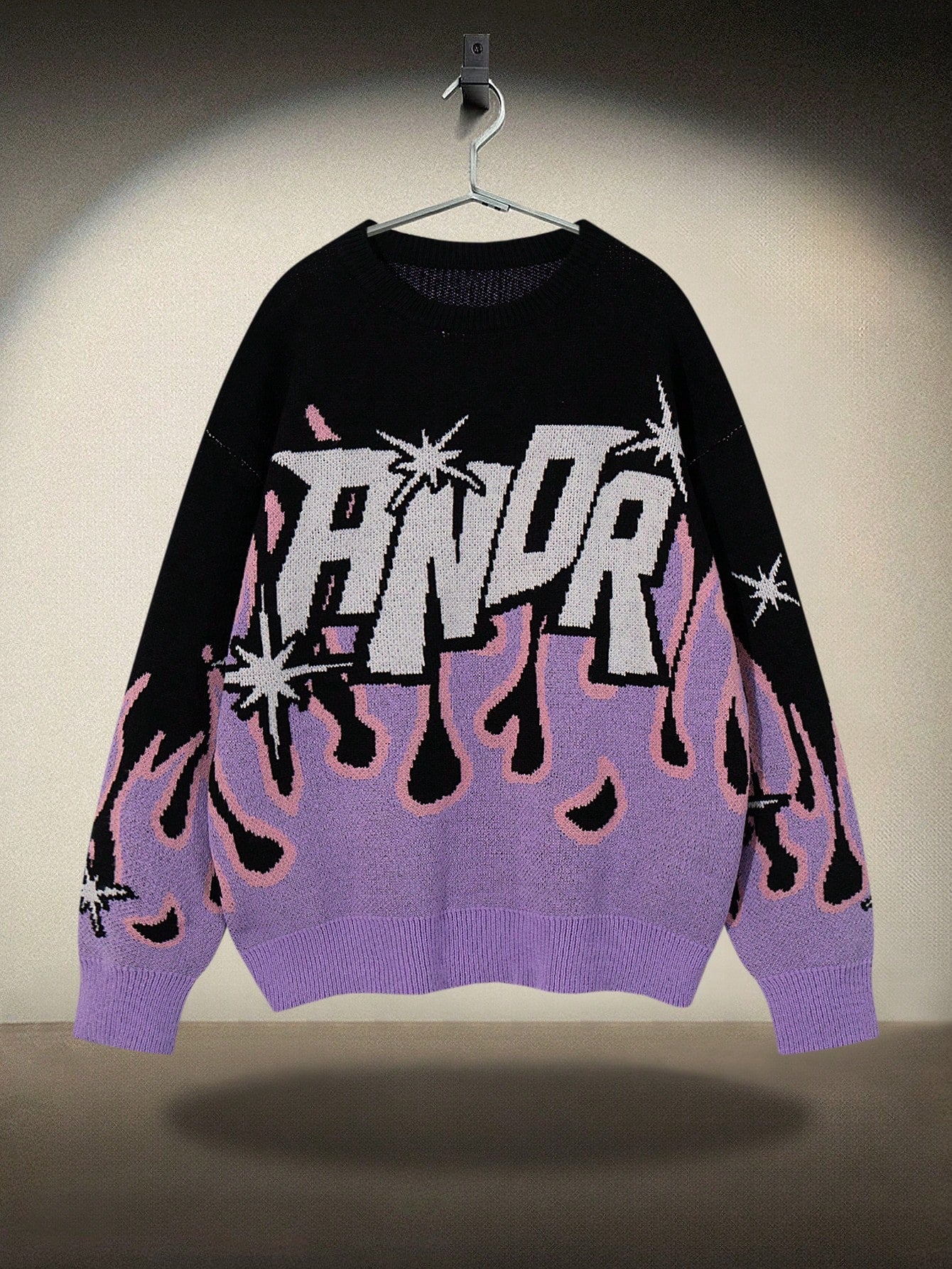 ANDREILEE ALPHABET CREW NECK PULLOVER SWEATER