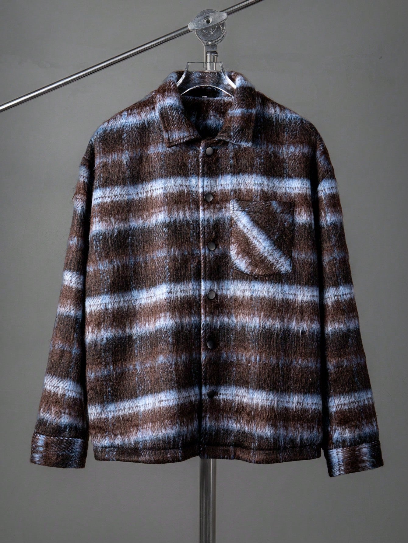ANDREILEE COLOR-BLOCK PLAID PLUSH COAT