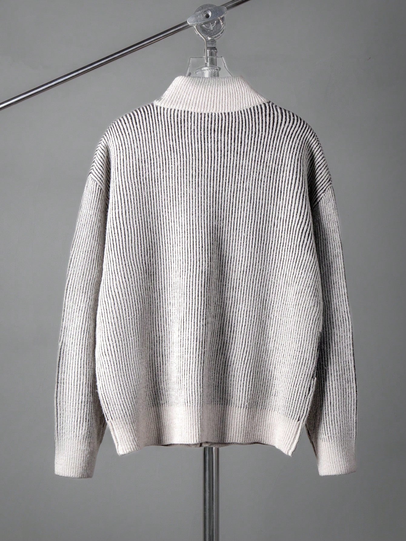 ANDREILEE RIBBED ABSTRACT MOCK NECK CARDIGANS