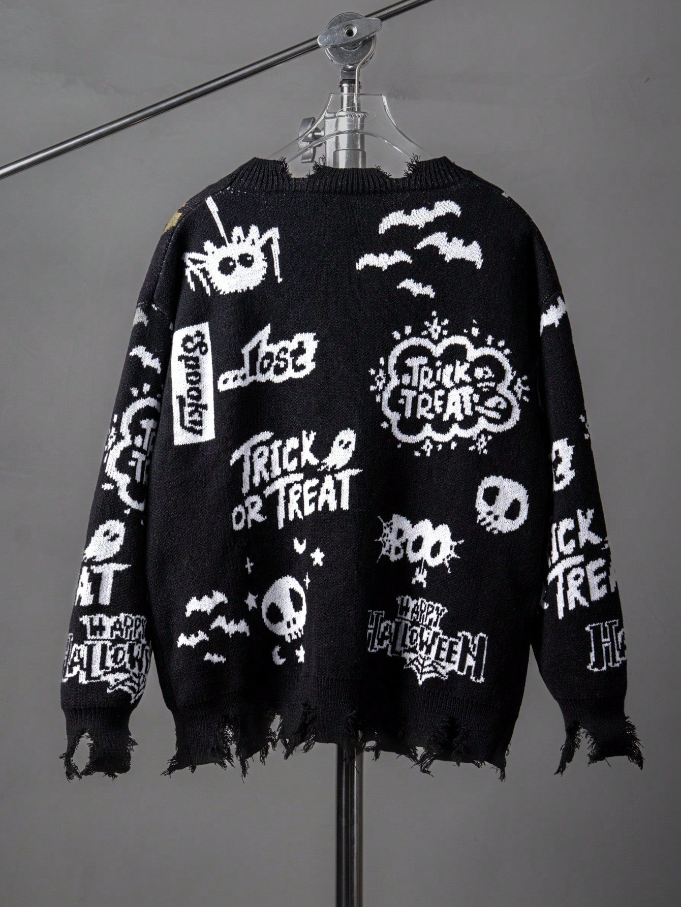 ANDREILEE CARTOON LETTER PATTERN CARDIGAN SWEATER