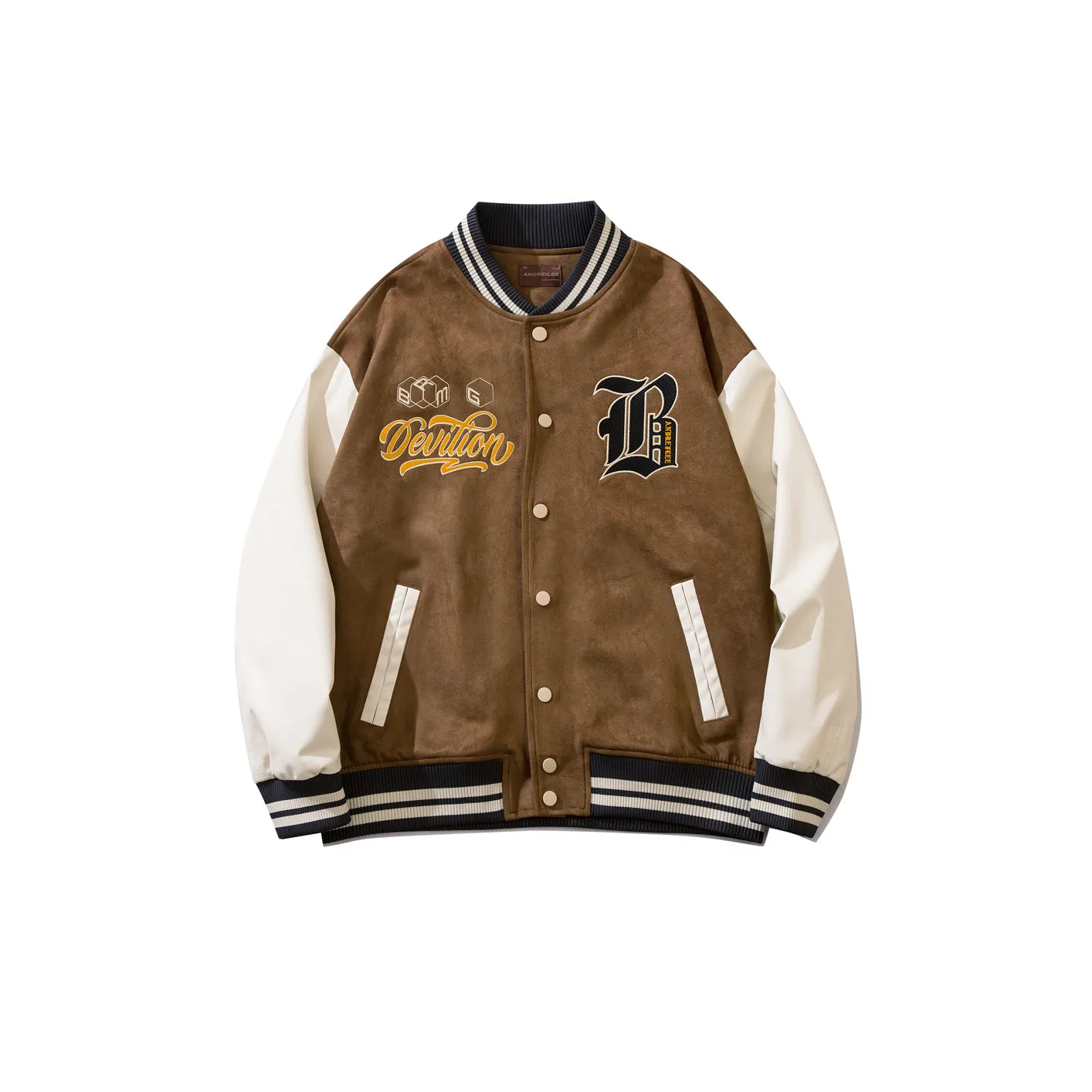 Embroidered Color-Block Jacket: Casual Street Fashion