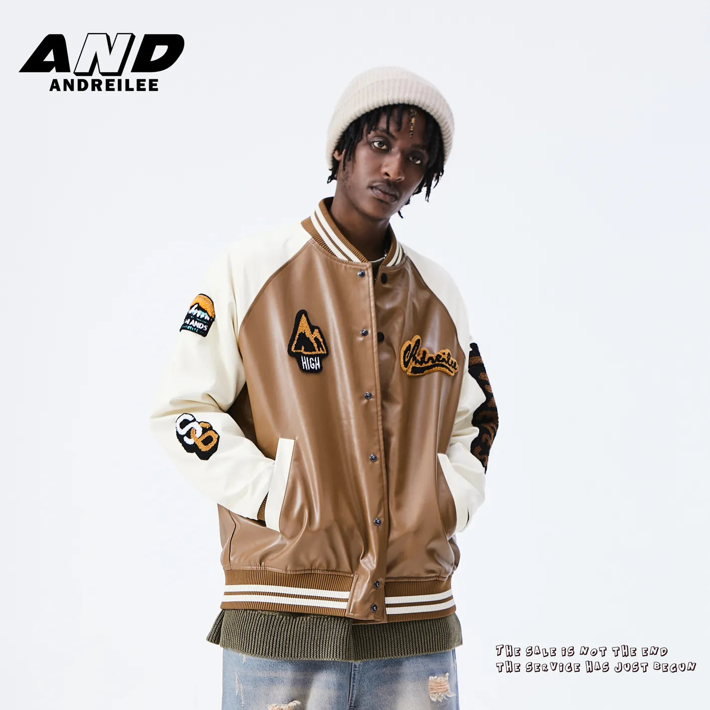 Embroidered PU Baseball Jacket: Casual Street