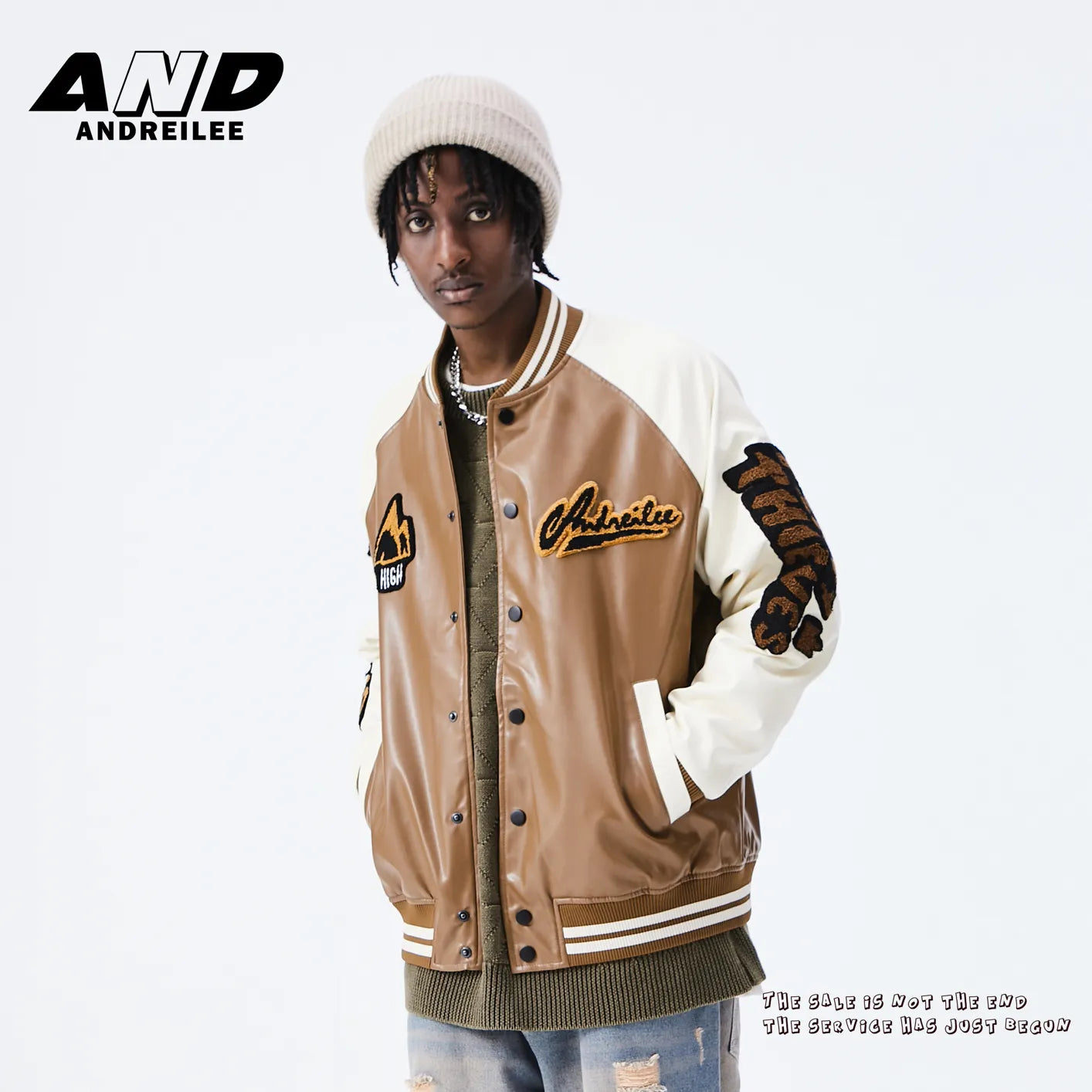 Embroidered PU Baseball Jacket: Casual Street